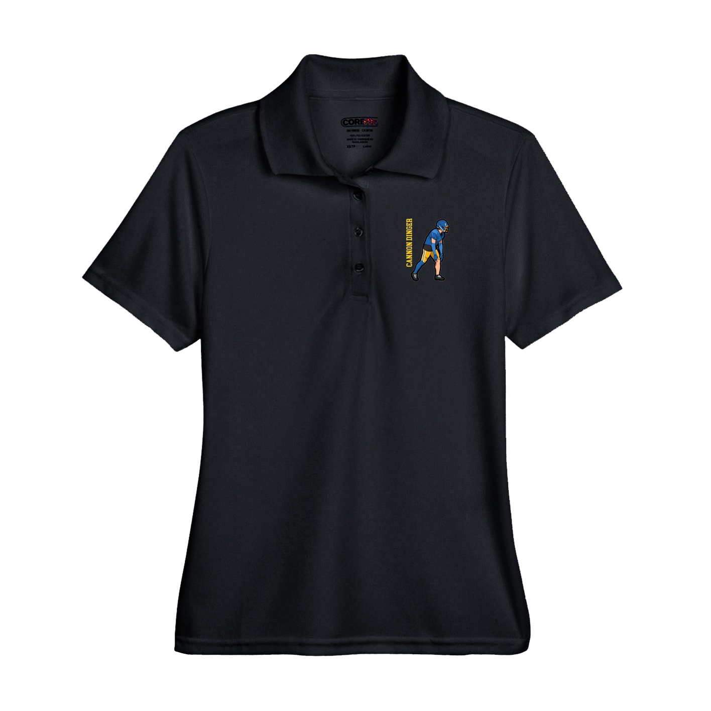 Performance Polo — Name Vertical in Black