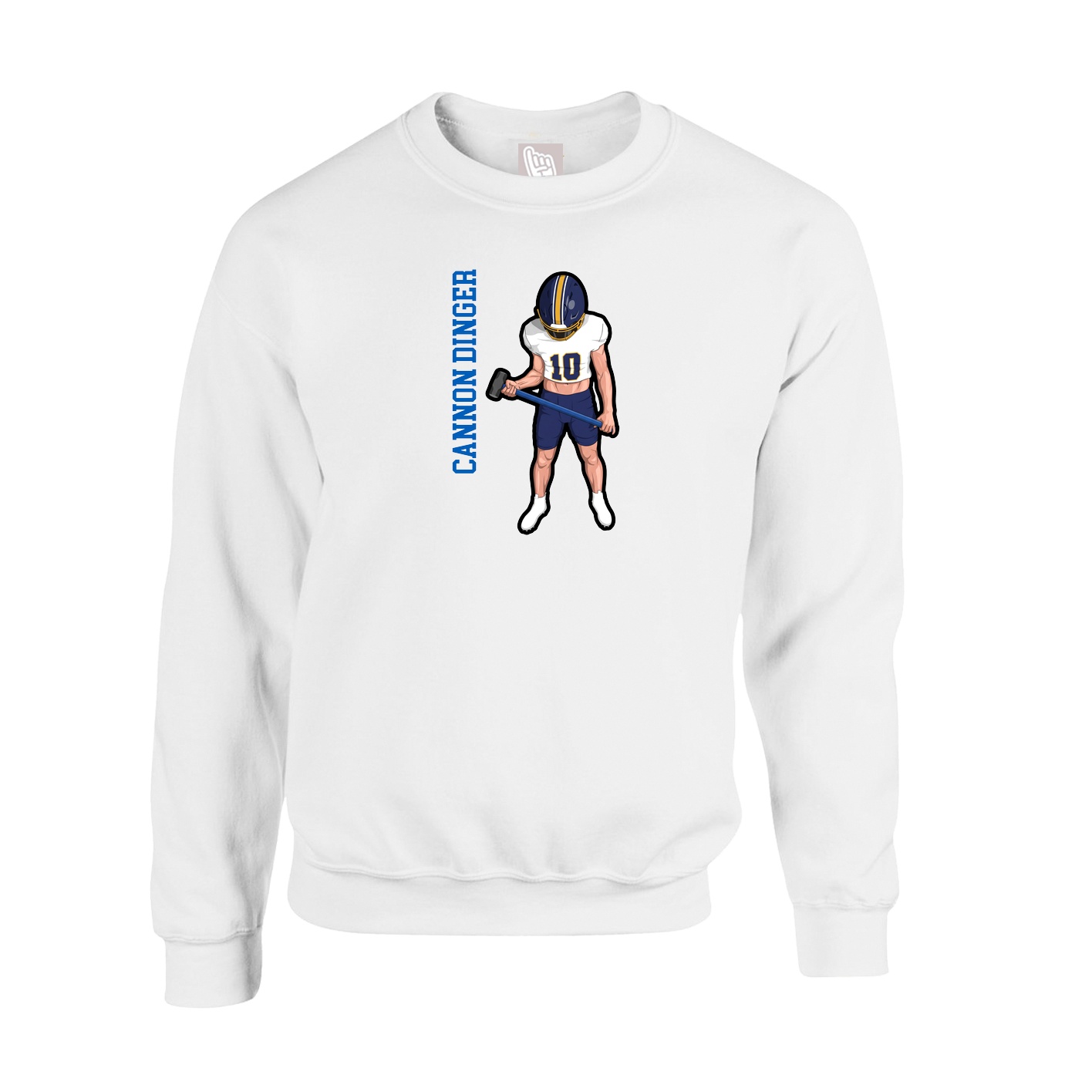 Fleece Crew — Name Vertical in White