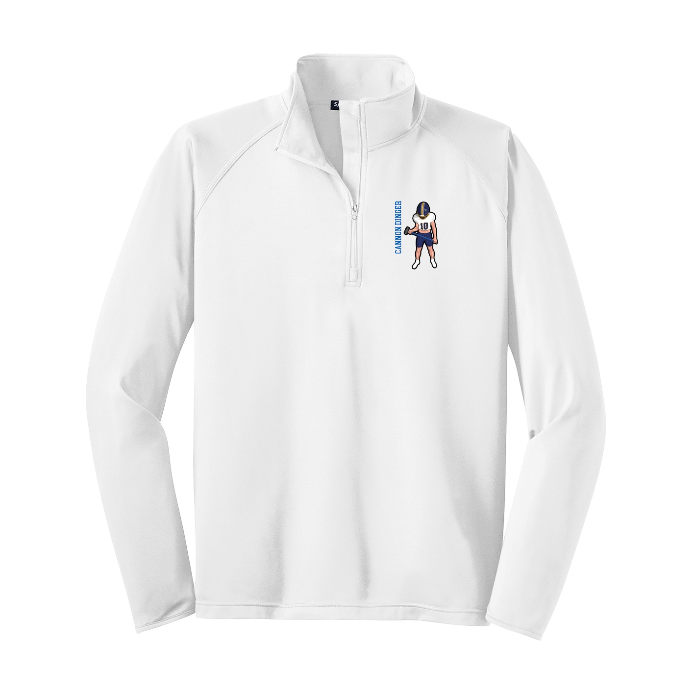 Q-Zip Pullover — Name Vertical in White