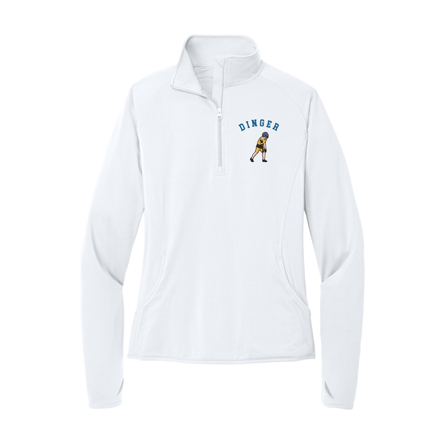 Women's Q-Zip Pullover — Shirsey Arch in White