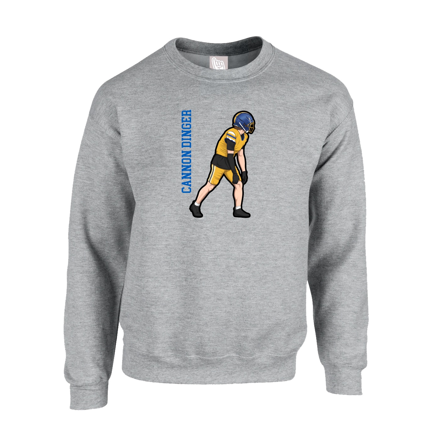 Fleece Crew — Name Vertical in Grey