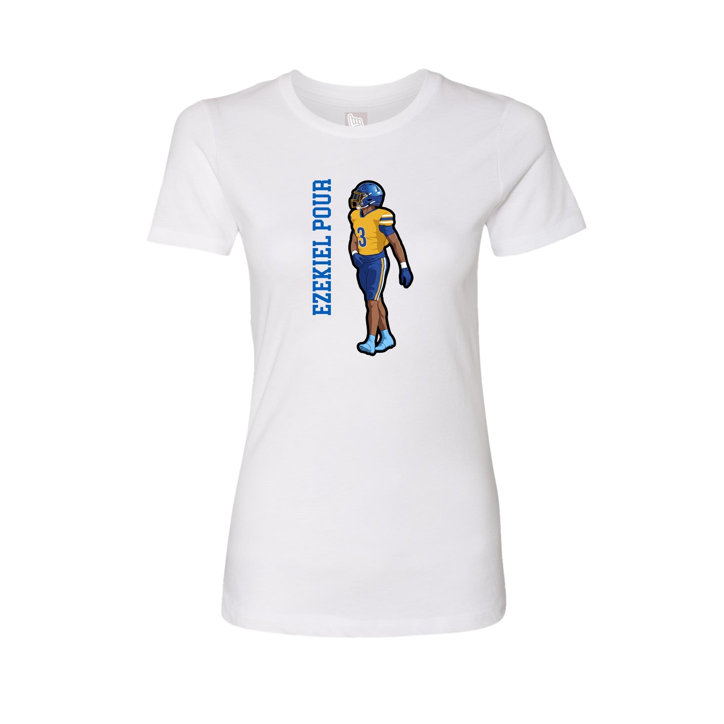 Womens Tee — Name Vertical in White