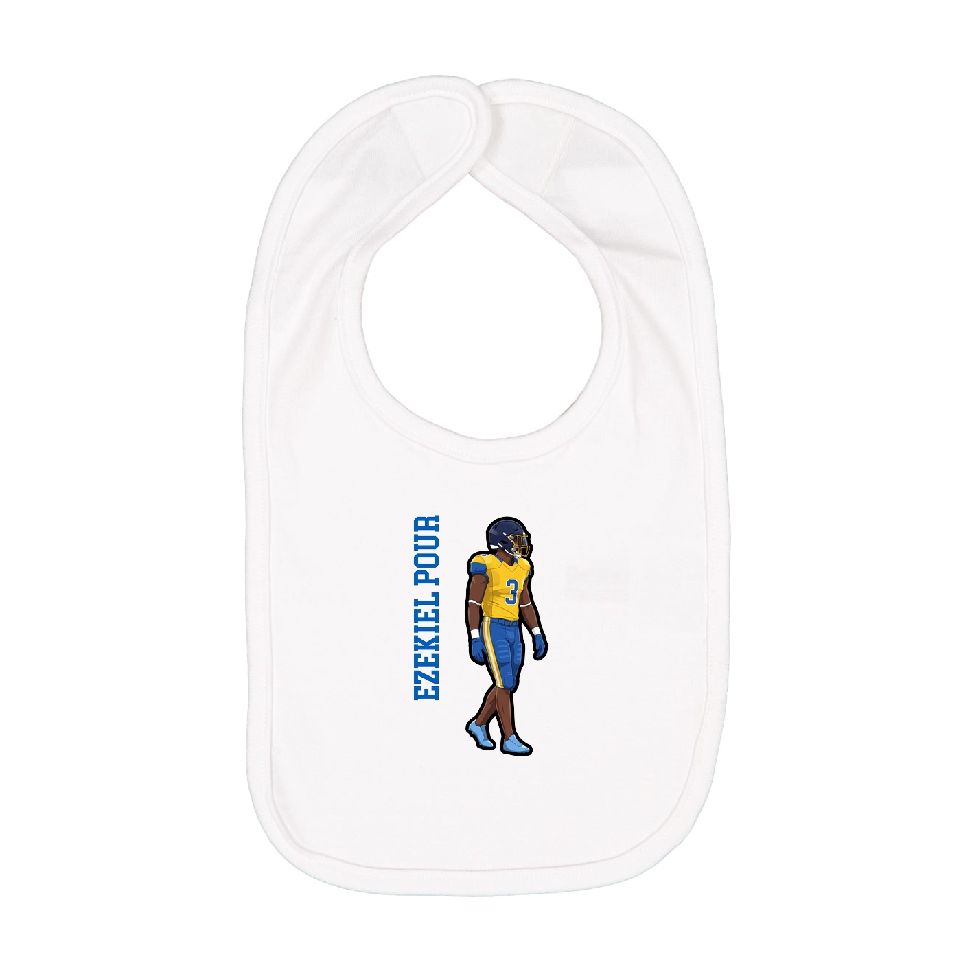 Infant Bib — Name Vertical in White