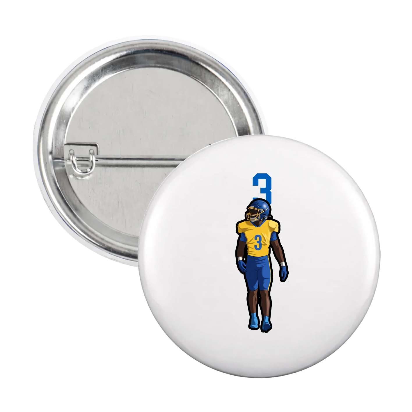 Game Day Button — Number Top in White