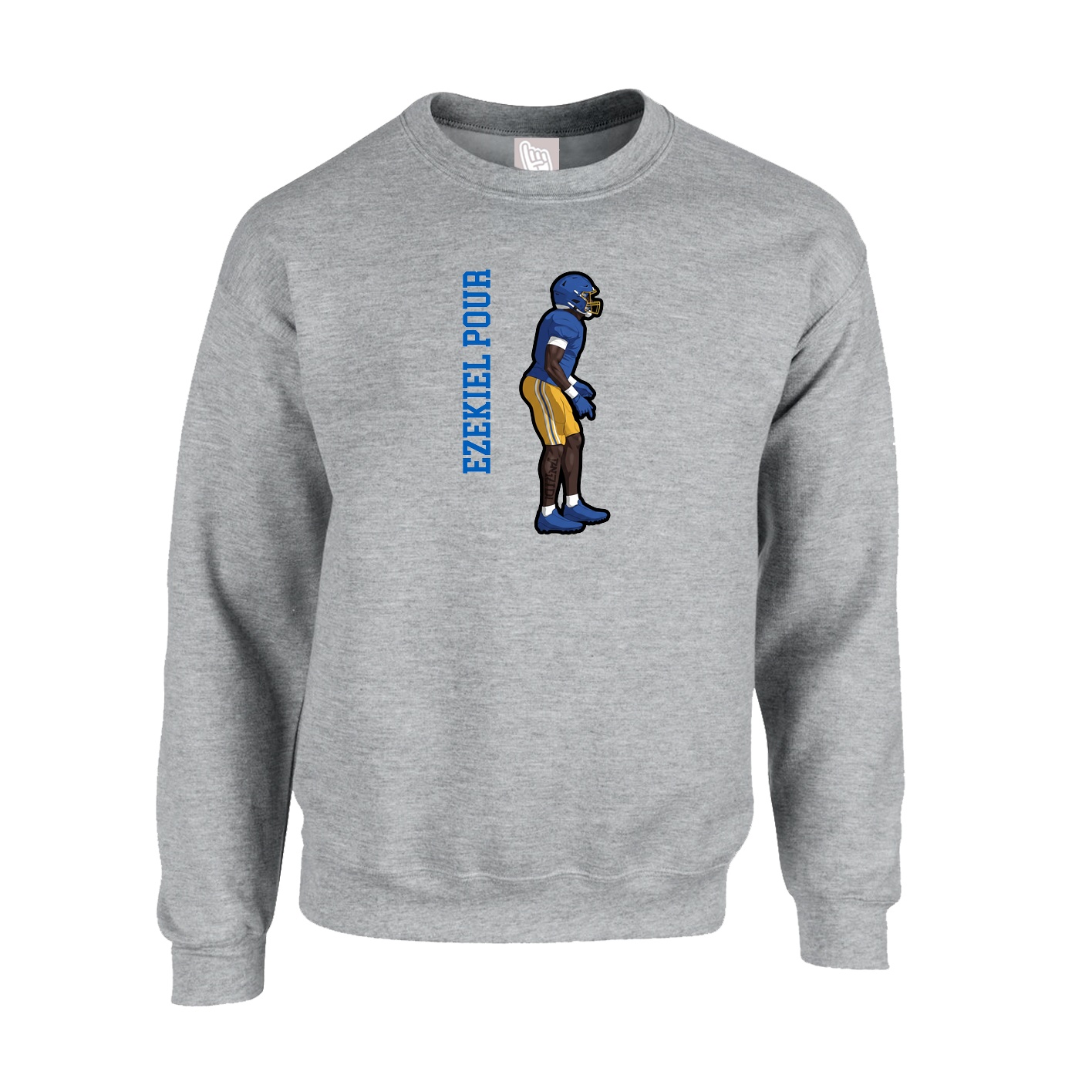 Fleece Crew — Name Vertical in Grey