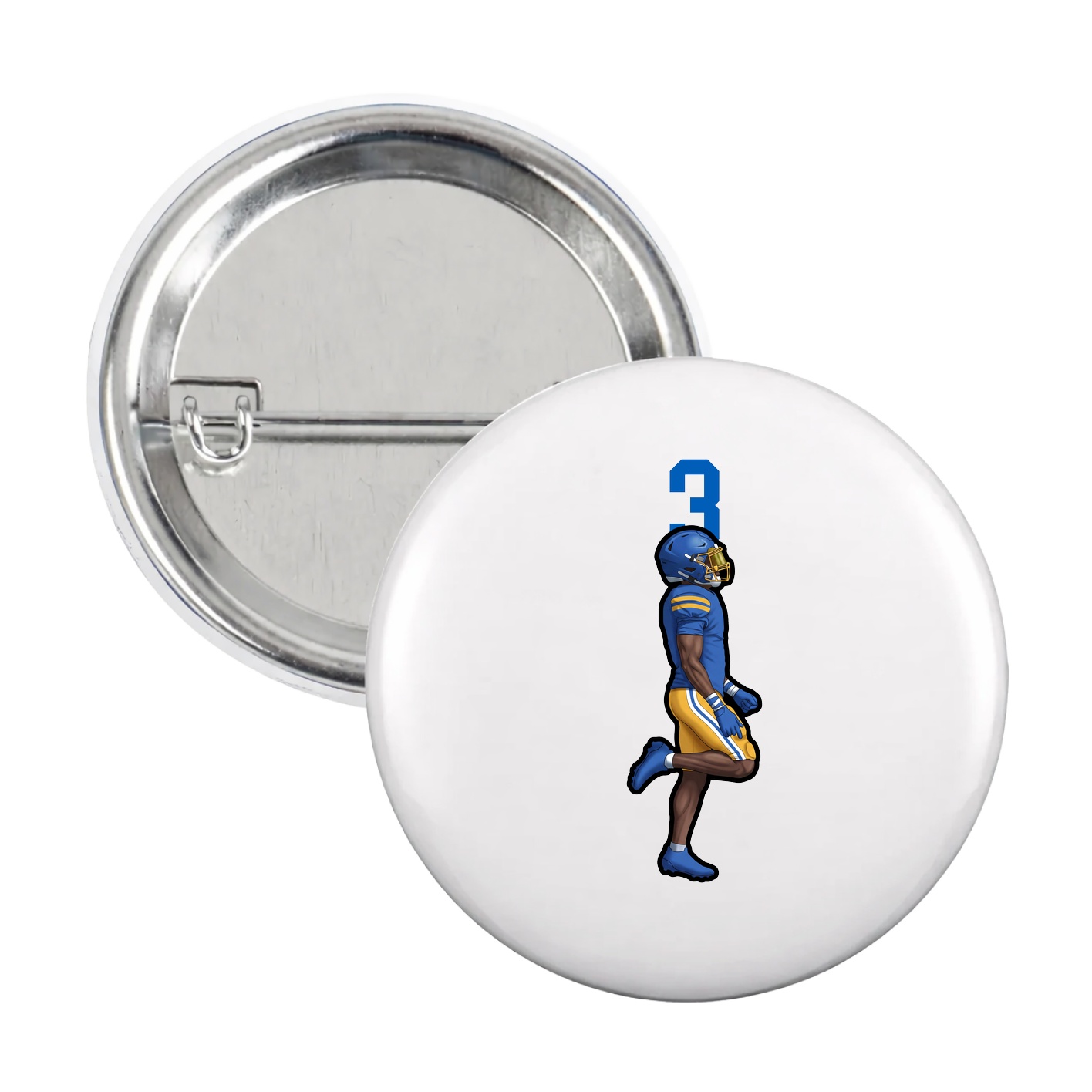 Game Day Button — Number Top in White