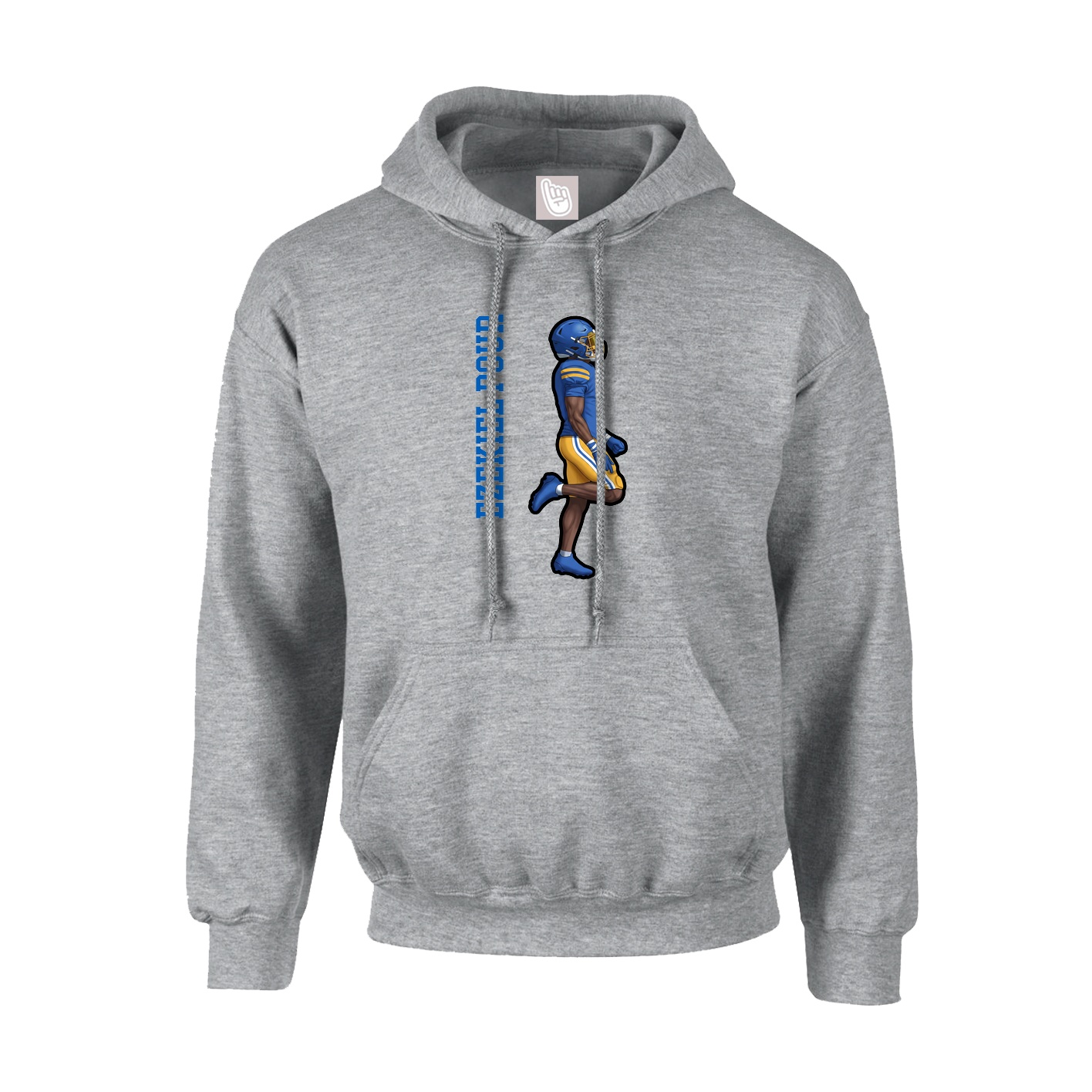 Youth Hoodie — Name Vertical in Grey