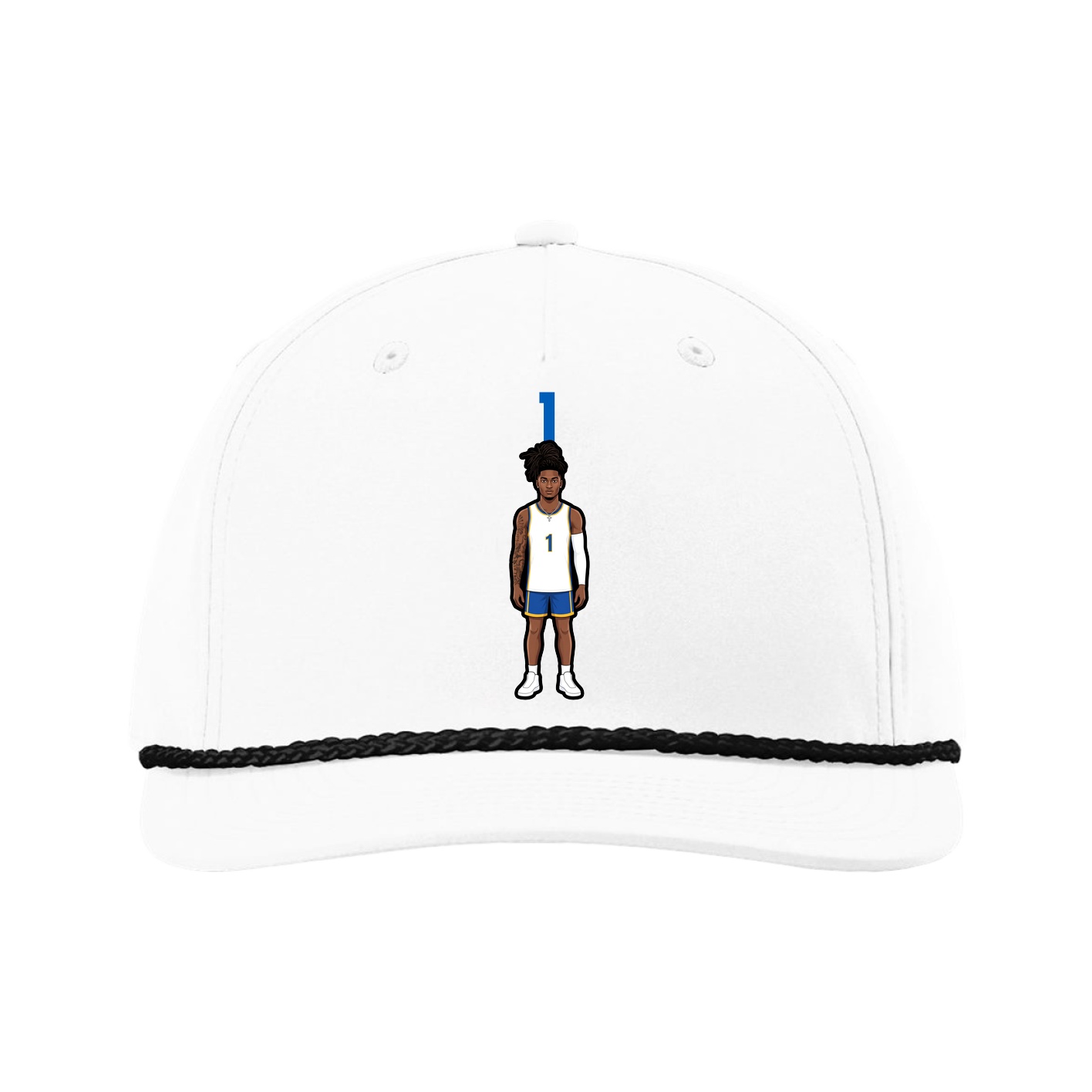 Five-Panel Classic Rope Cap — Number Top in White