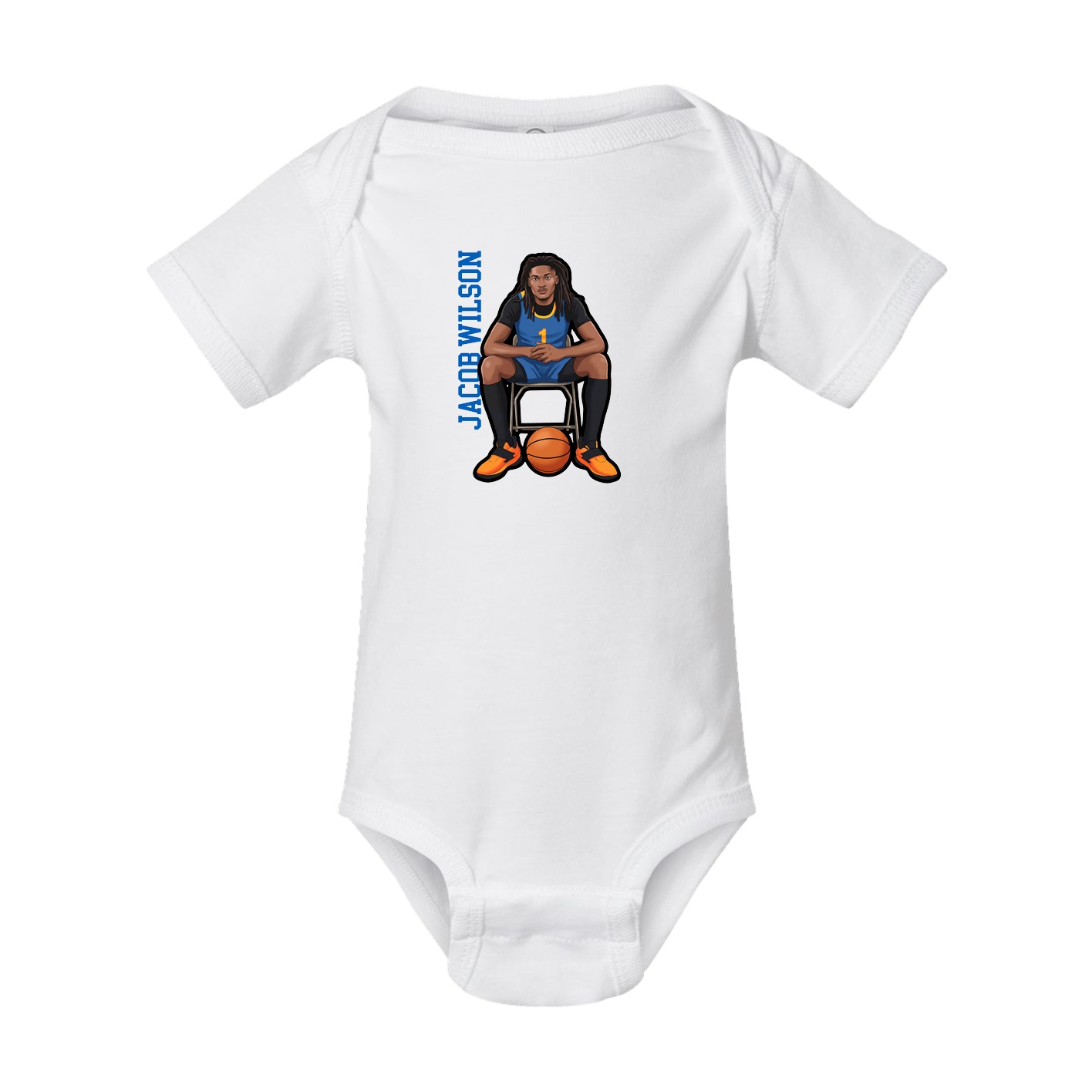 Baby Onesie — Name Vertical in White