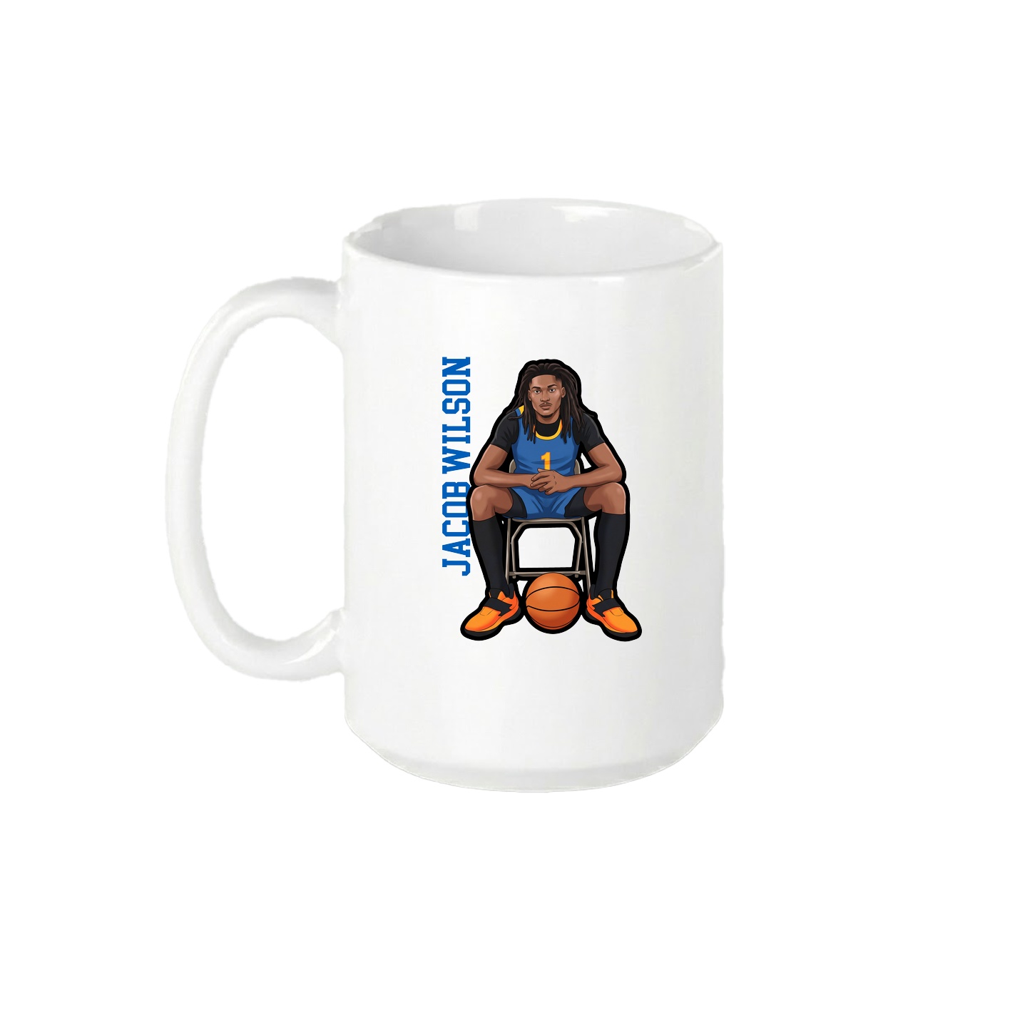 15oz Coffee Mug — Name Vertical in White