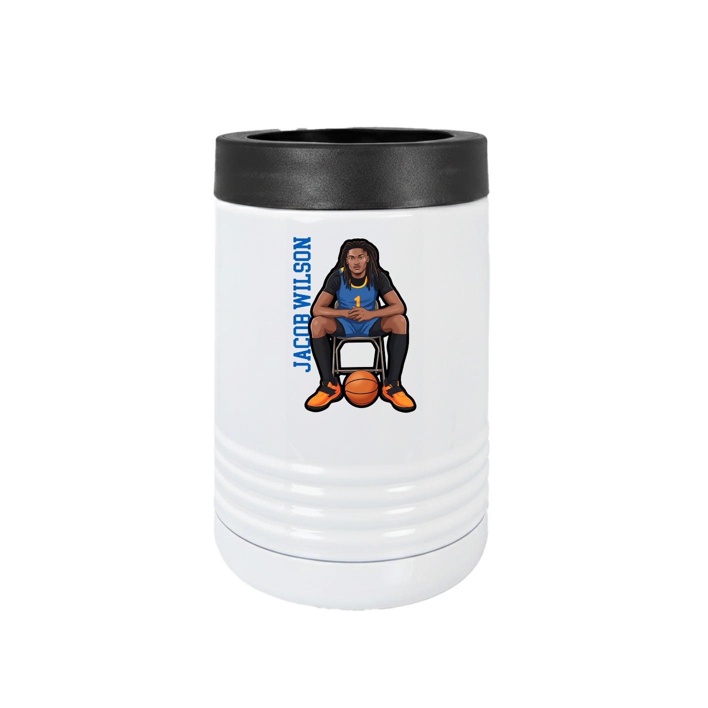 Beverage Holder — Name Vertical in White