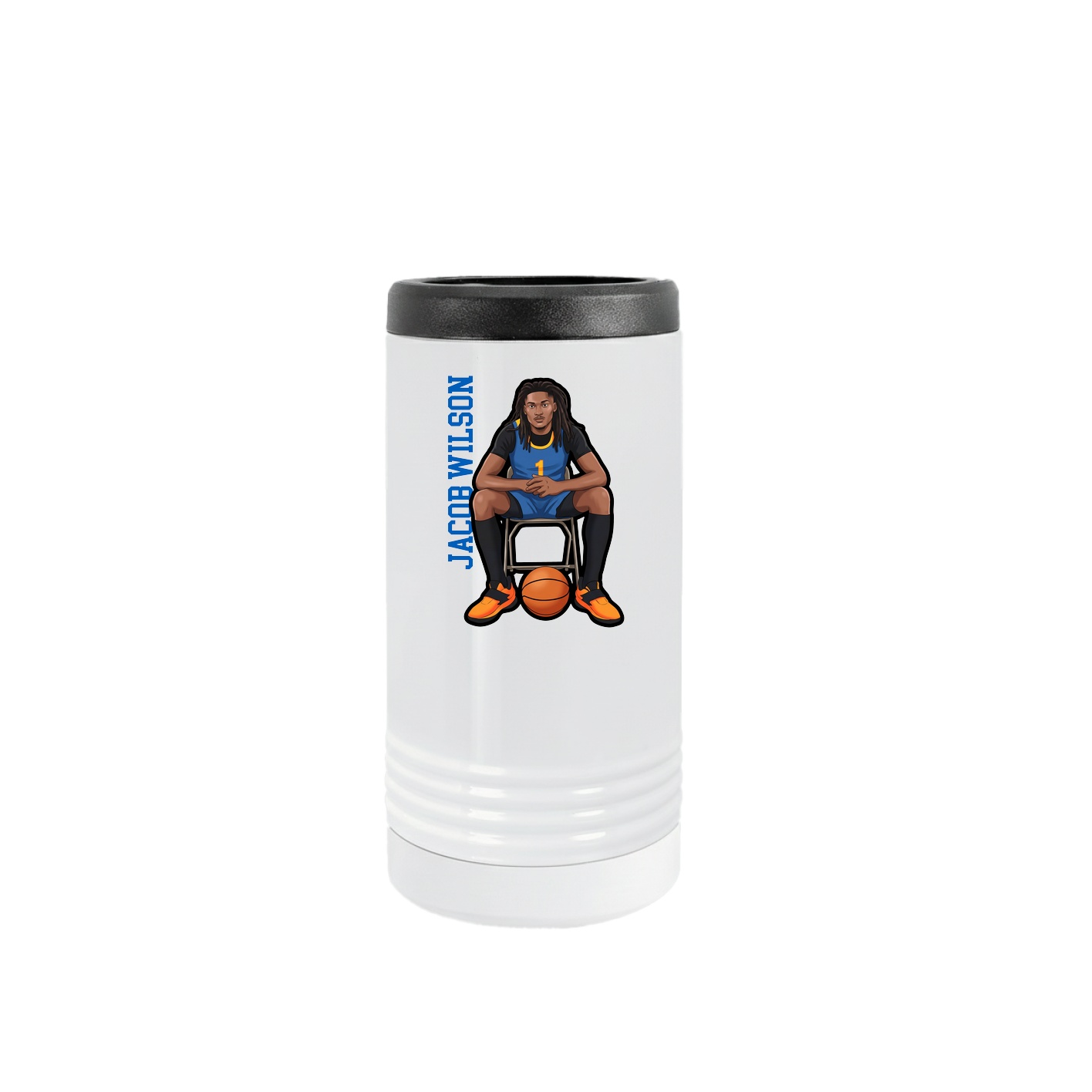 Slim Beverage Holder — Name Vertical in White