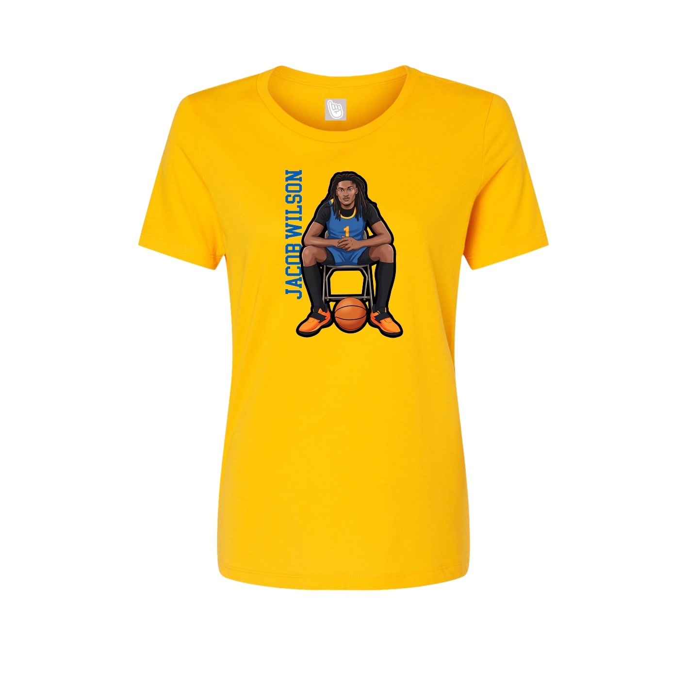 Fitted Women's Tee — Name Vertical in Gold