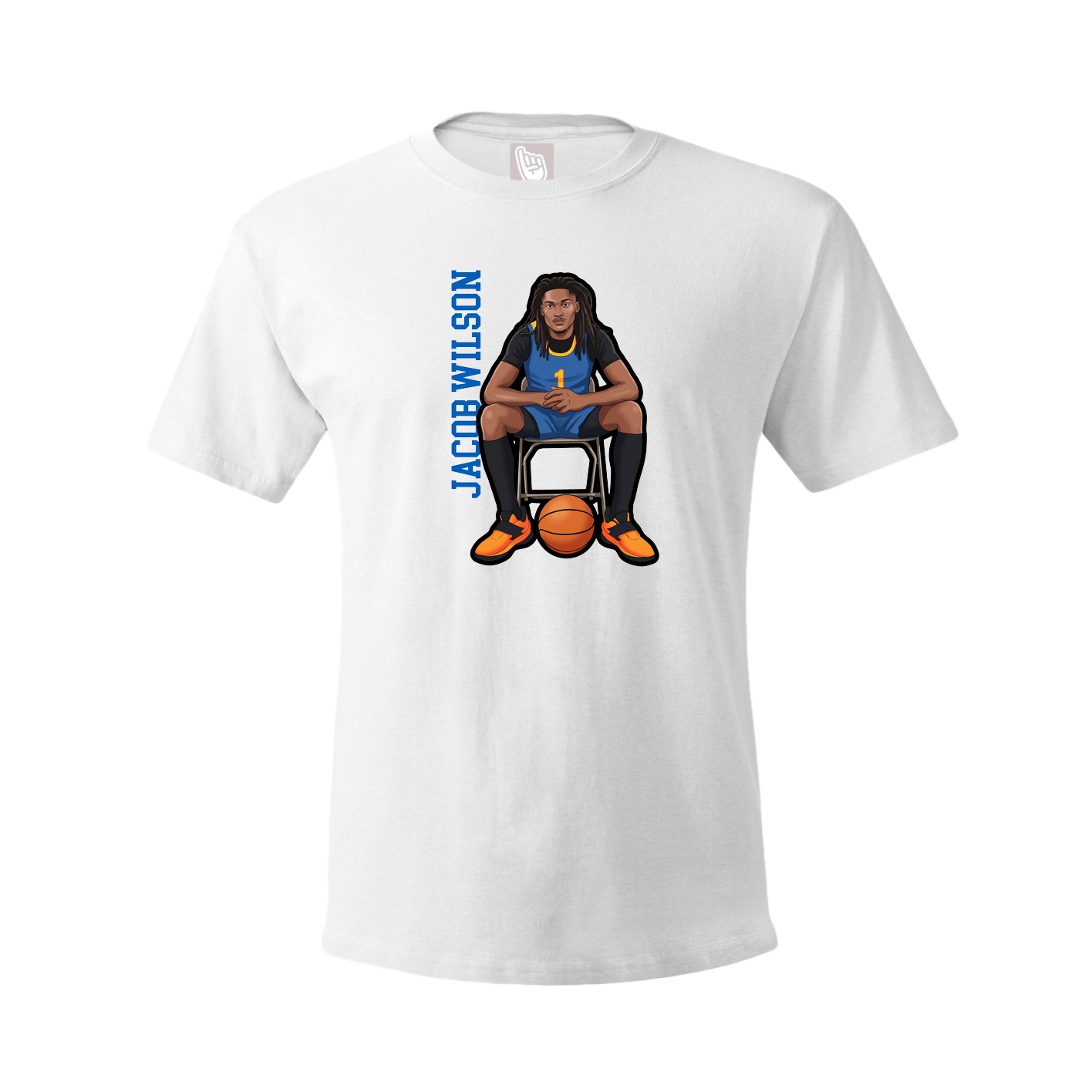 Youth Tee — Name Vertical in White