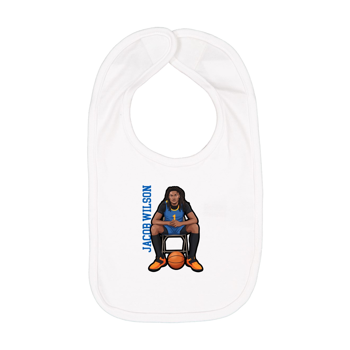 Infant Bib — Name Vertical in White