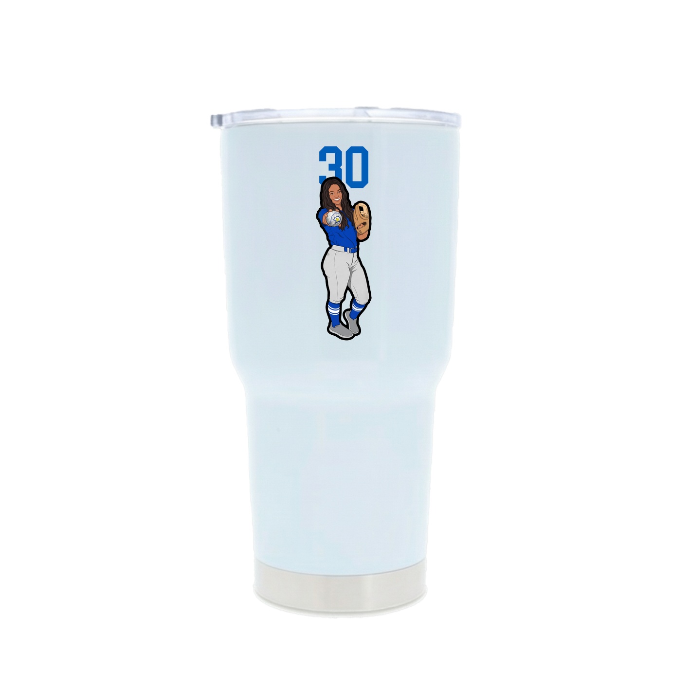 30oz Stainless Steel Tumbler — Number Top in White