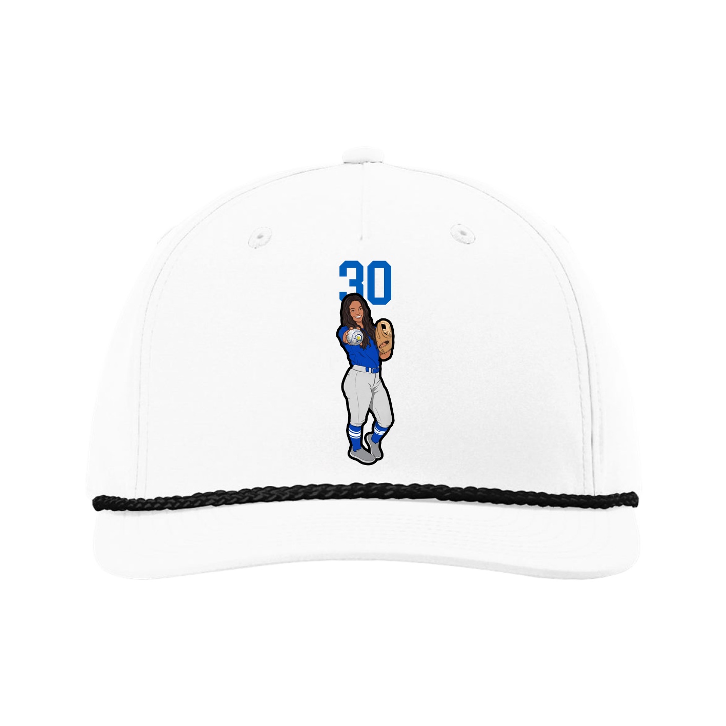 Five-Panel Classic Rope Cap — Number Top in White