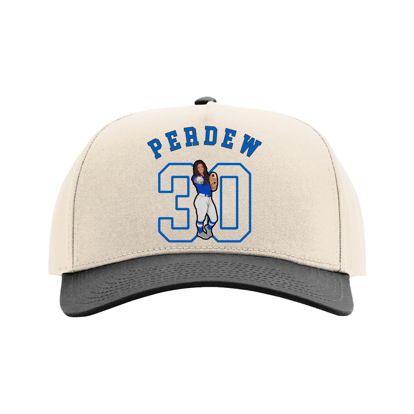 Full Fabric Five-Panel Champ Cap — Shirsey Arch in Cream/Black