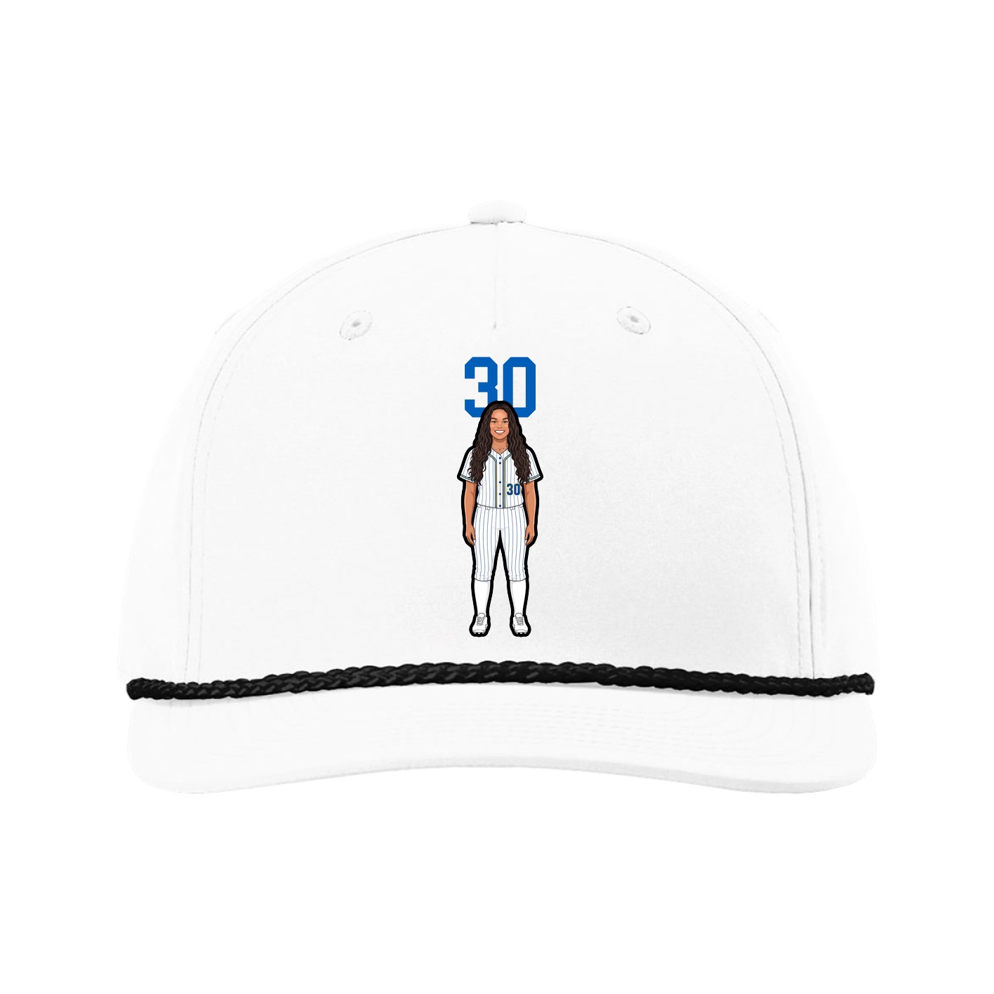 Five-Panel Classic Rope Cap — Number Top in White