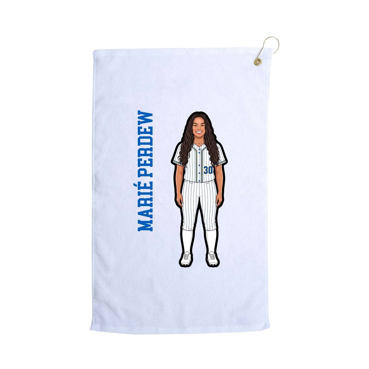 Golf Towel — Name Vertical in White