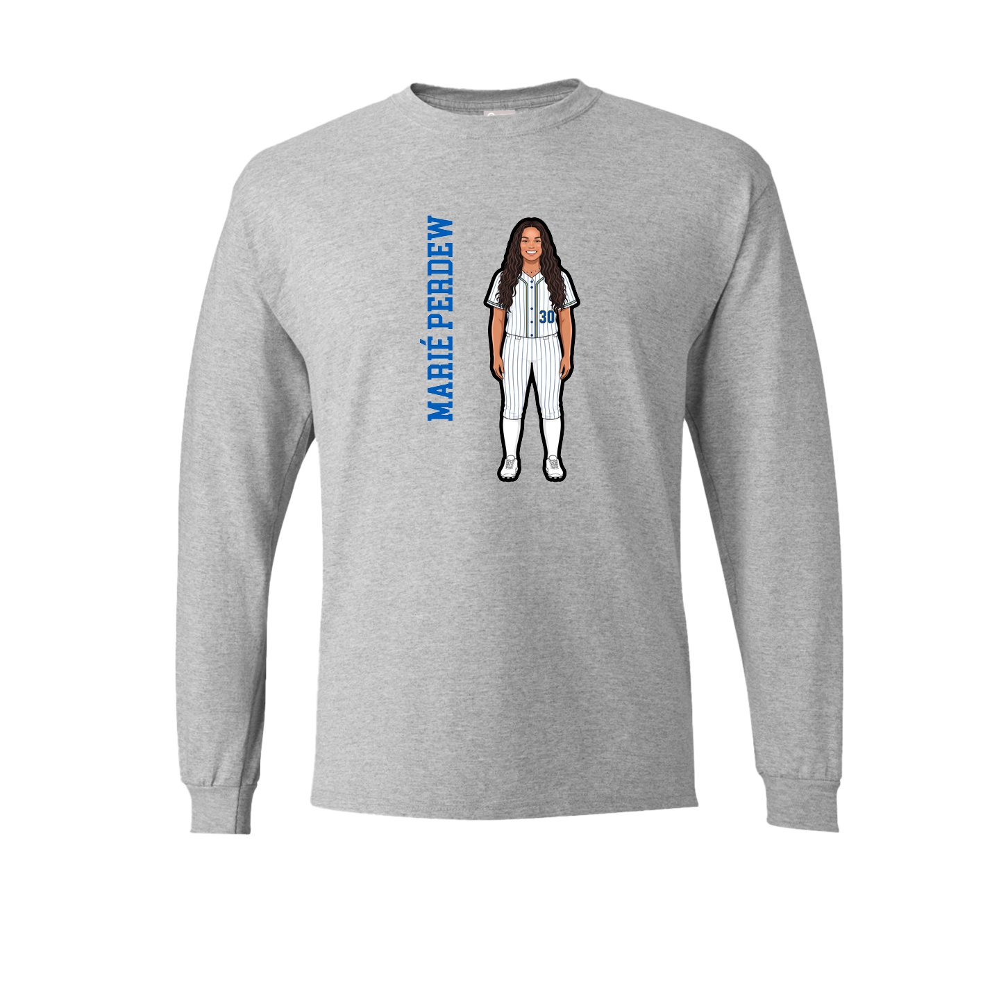Long Sleeve Tee — Name Vertical in Grey