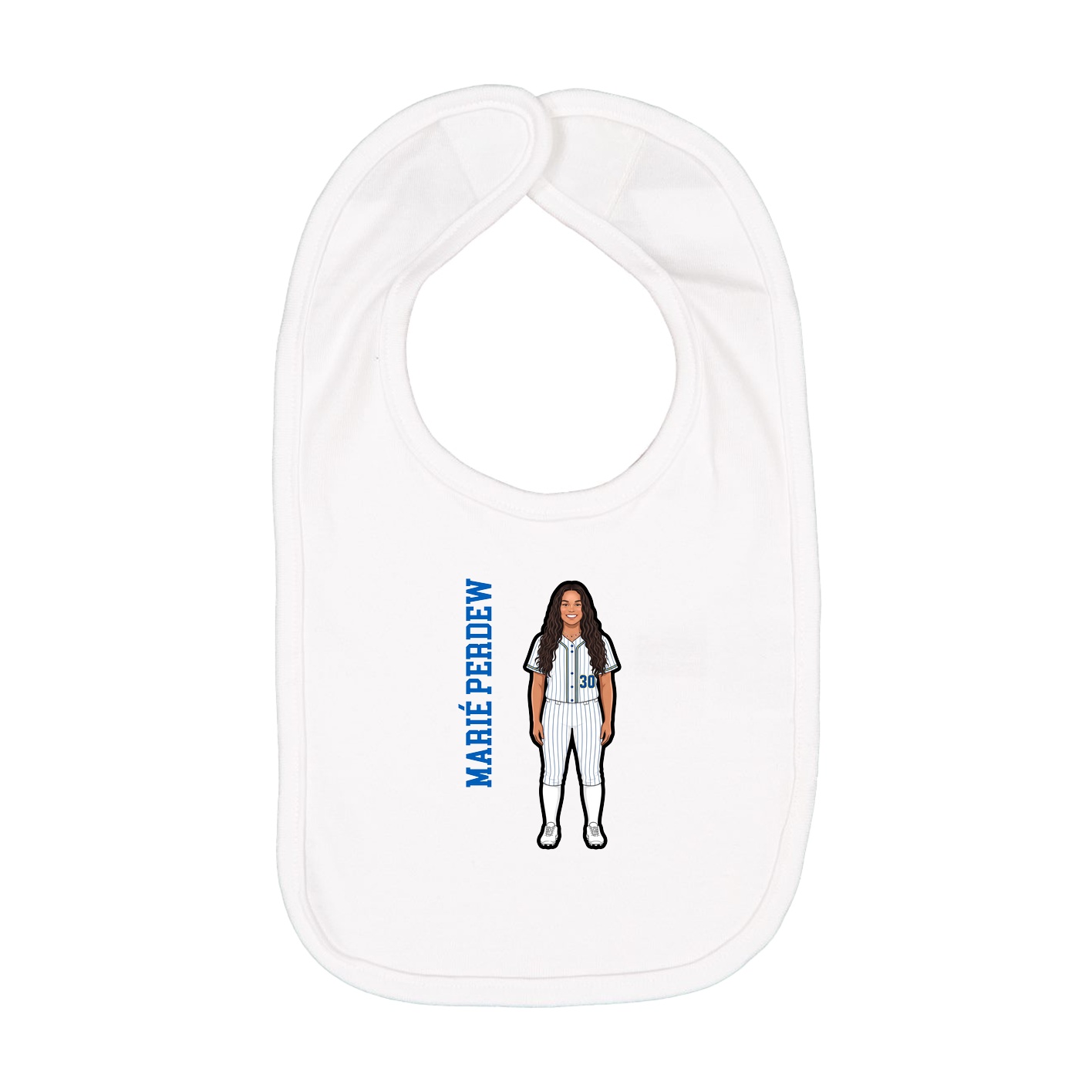 Infant Bib — Name Vertical in White