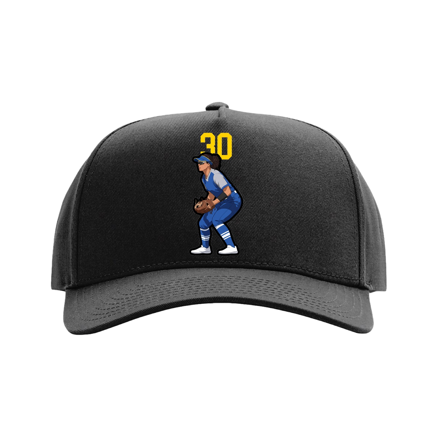 Full Fabric Five-Panel Champ Cap — Number Top in Black