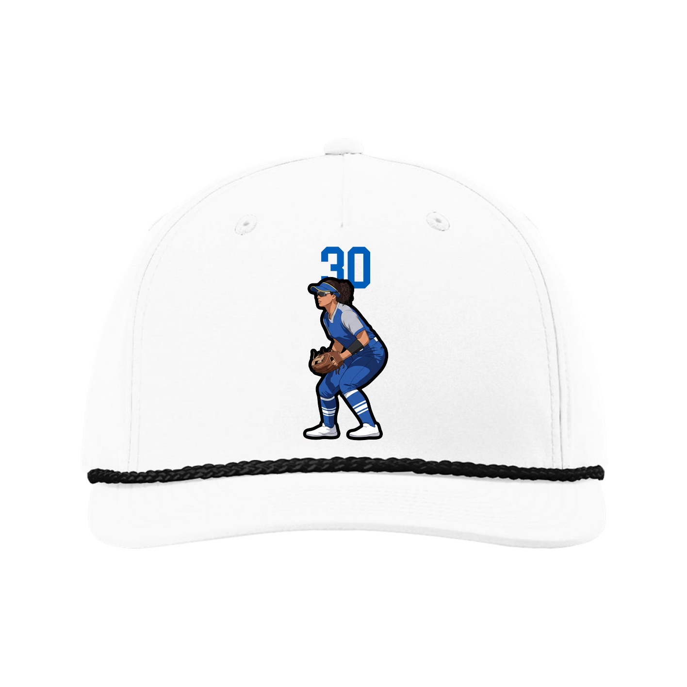 Five-Panel Classic Rope Cap — Number Top in White