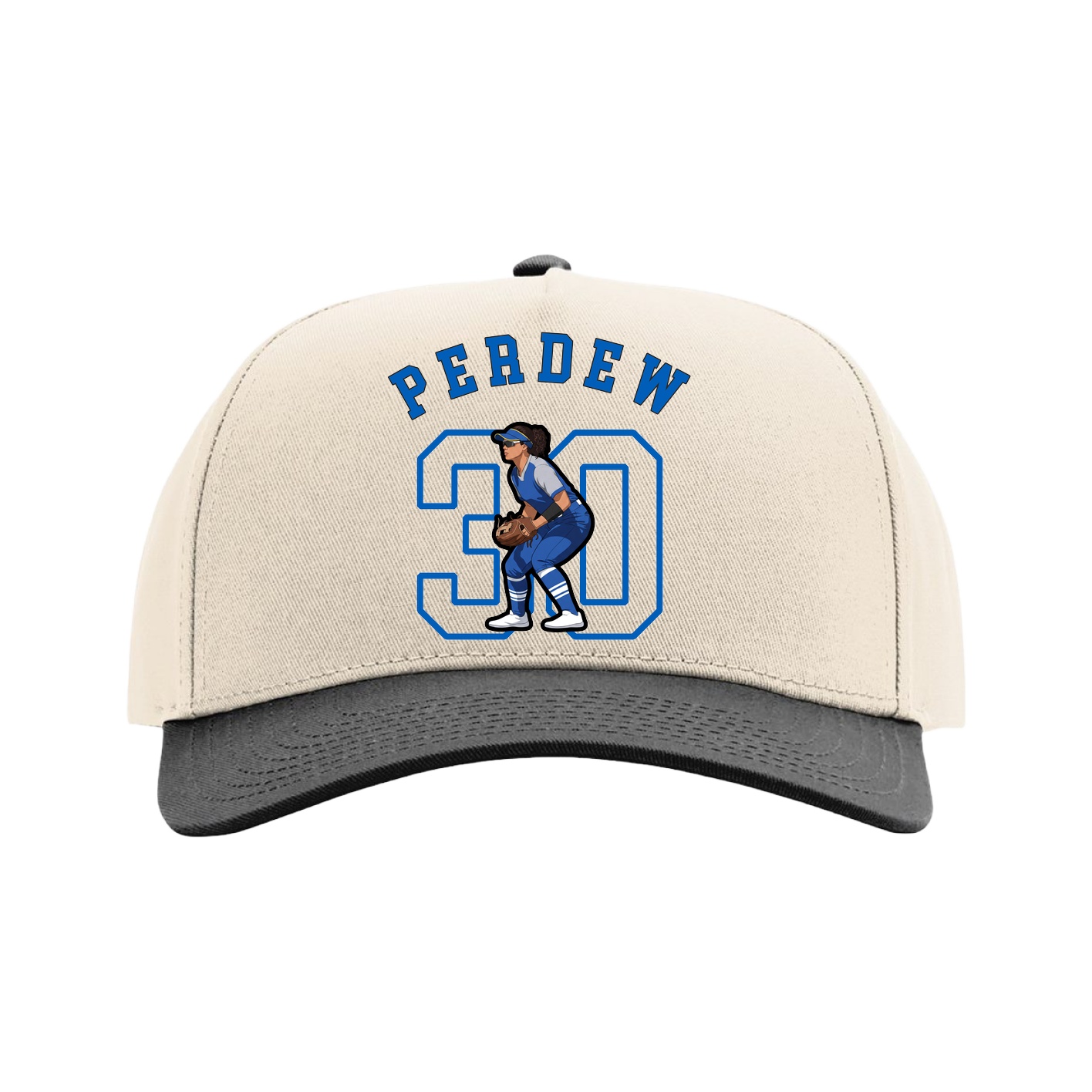 Full Fabric Five-Panel Champ Cap — Shirsey Arch in Cream/Black