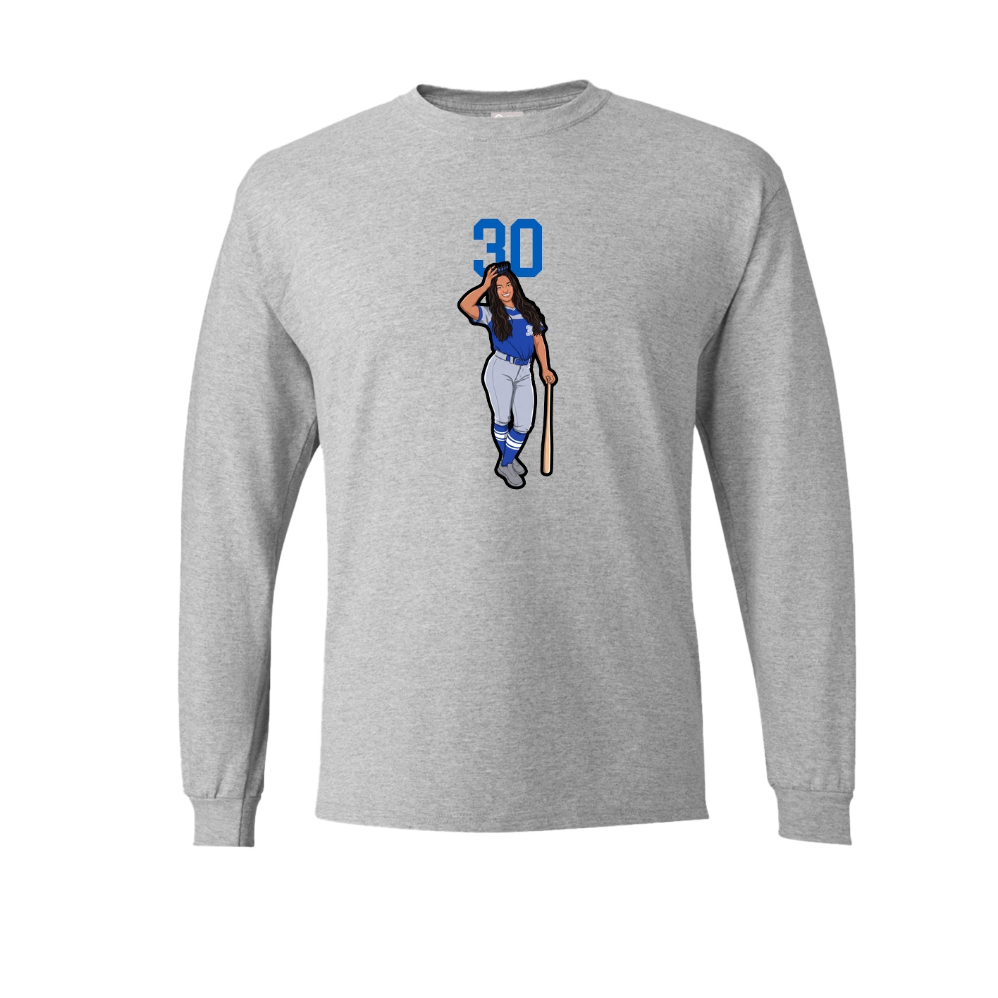 Long Sleeve Tee — Number Top in Grey