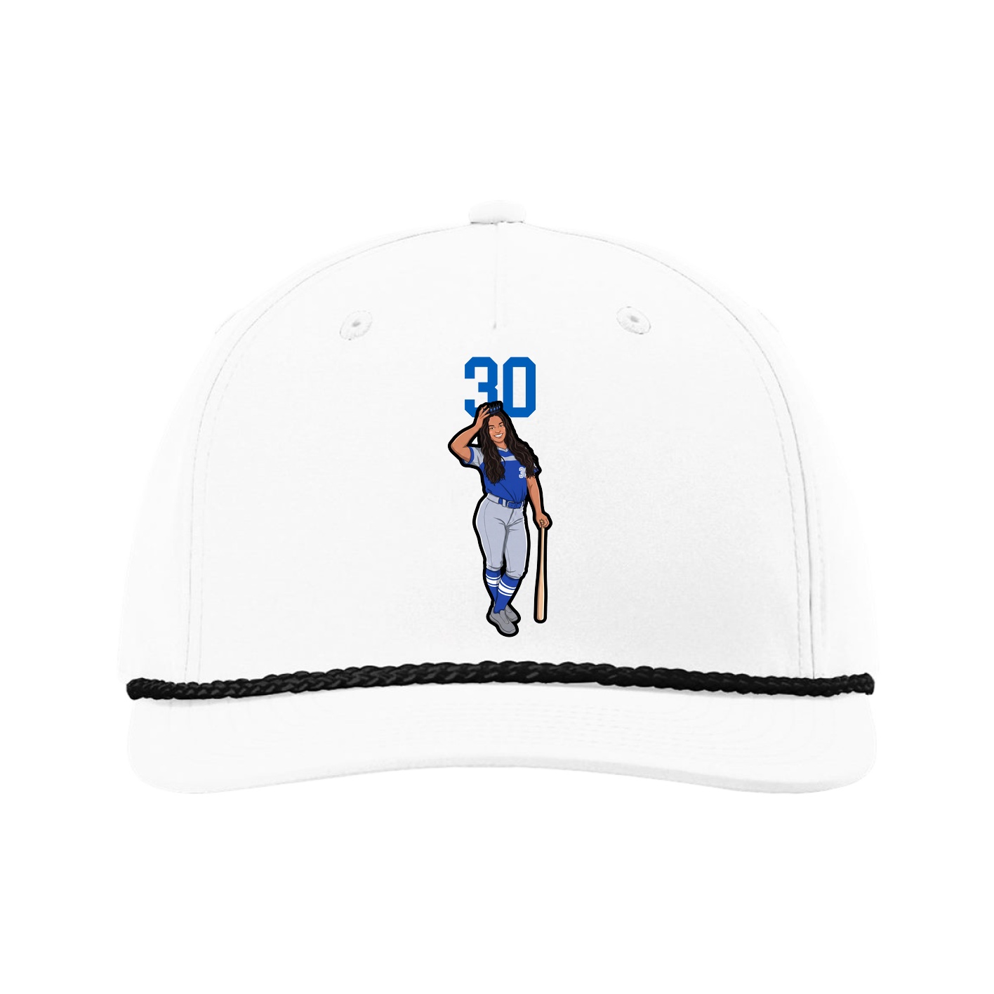 Five-Panel Classic Rope Cap — Number Top in White