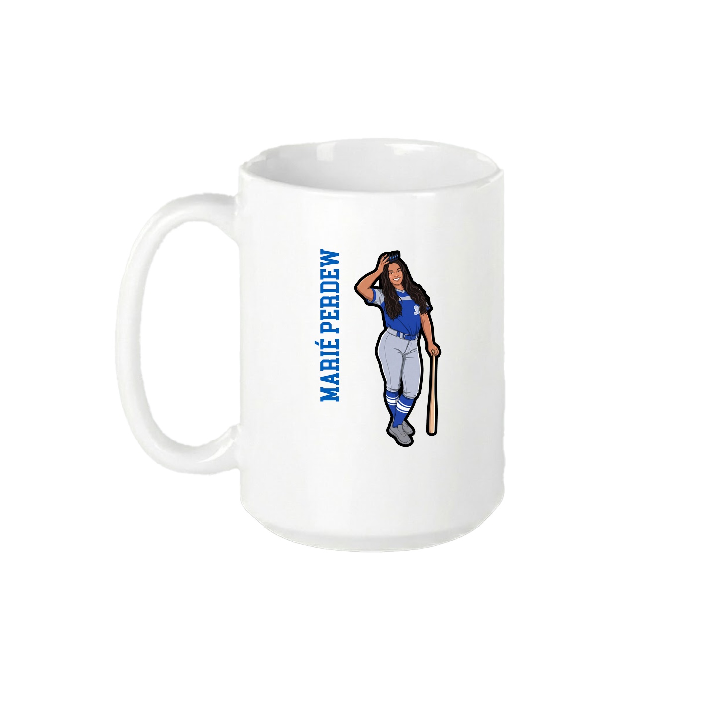 15oz Coffee Mug — Name Vertical in White