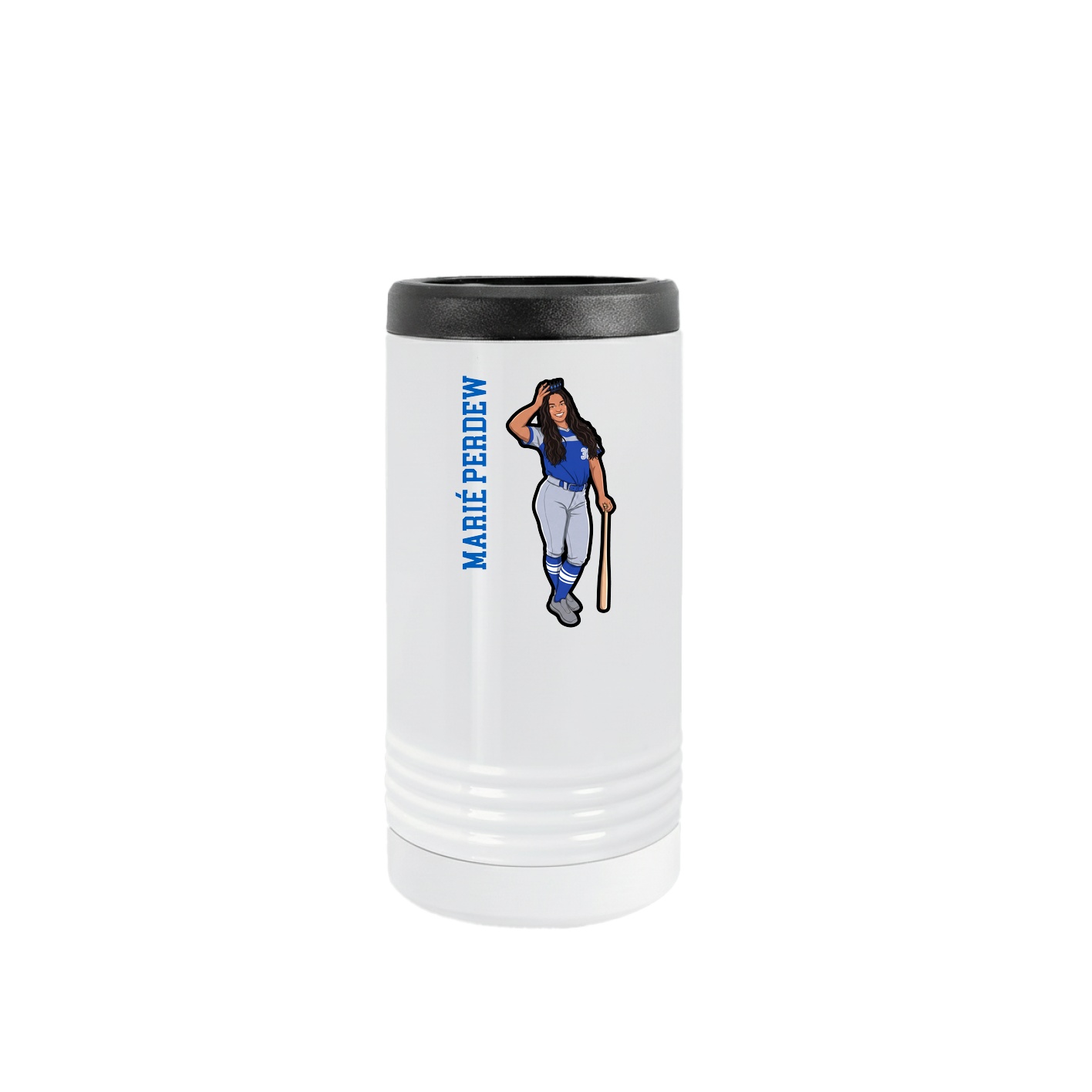 Slim Beverage Holder — Name Vertical in White