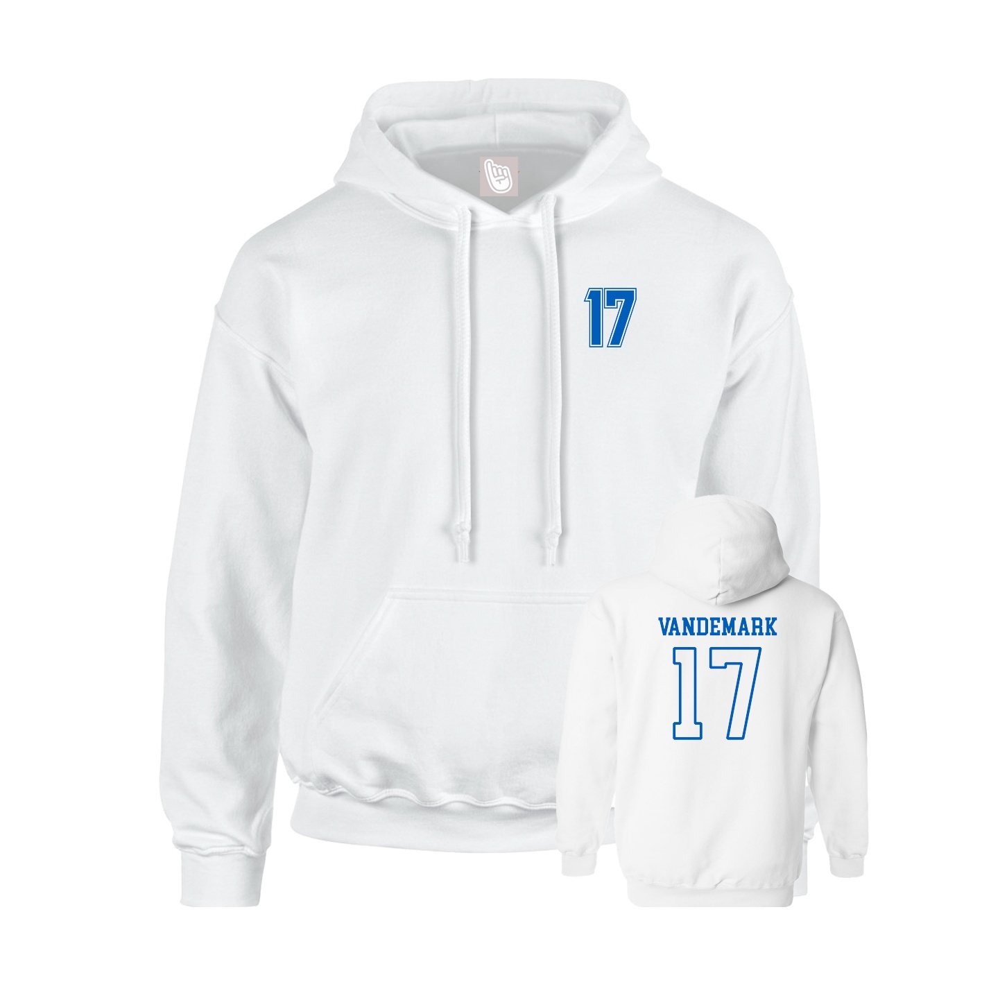 Youth Hoodie — Chest Back in White