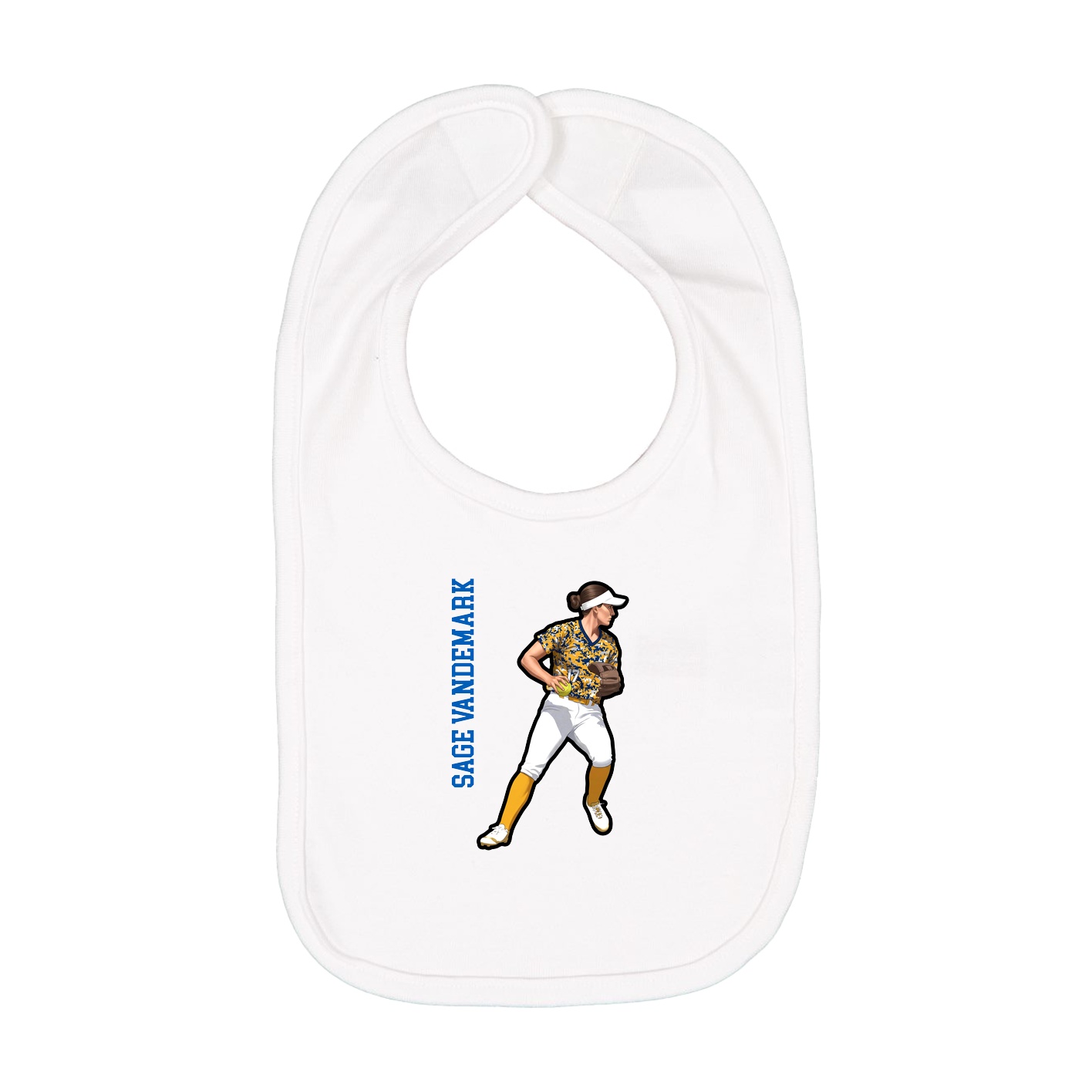 Infant Bib — Name Vertical in White