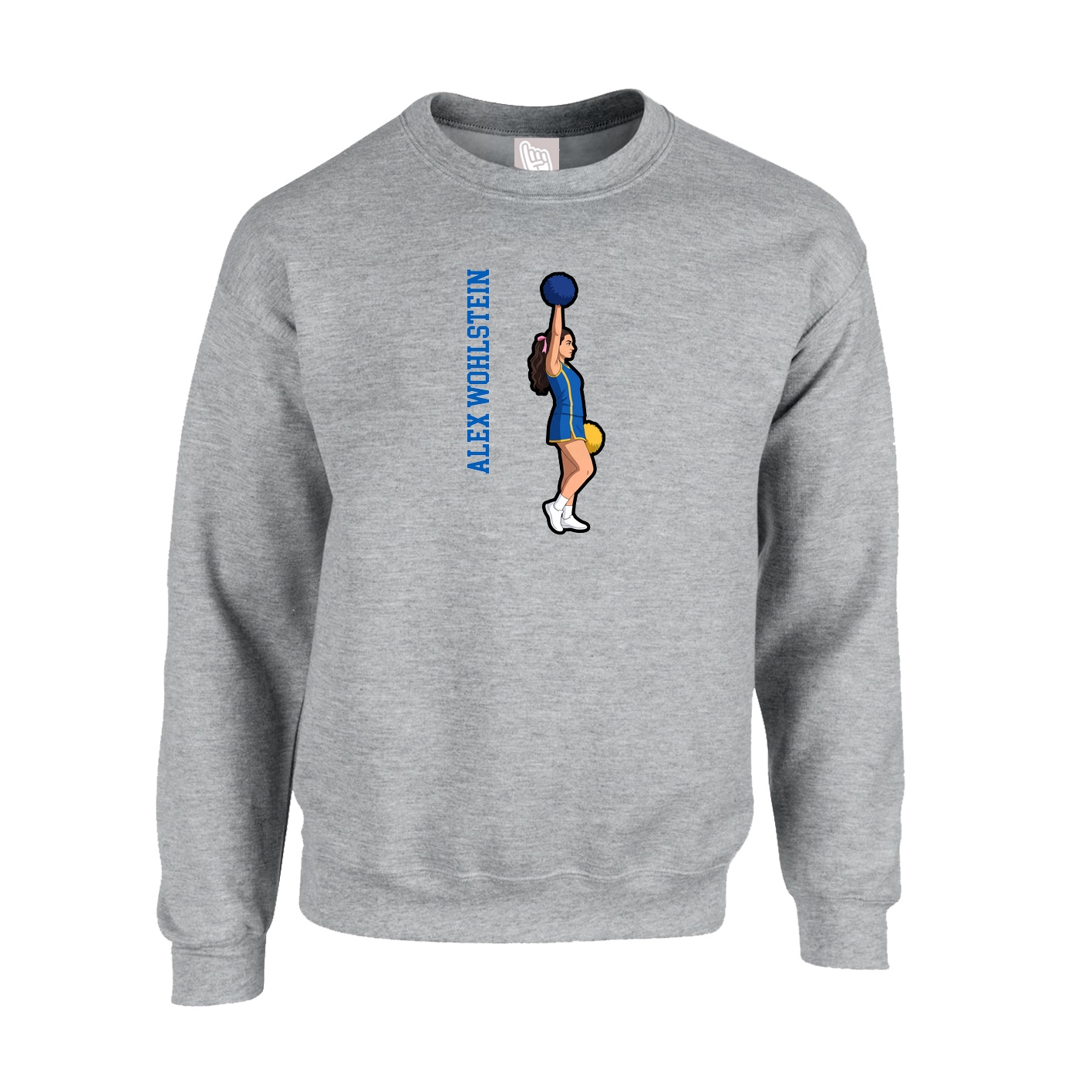 Fleece Crew — Name Vertical in Grey