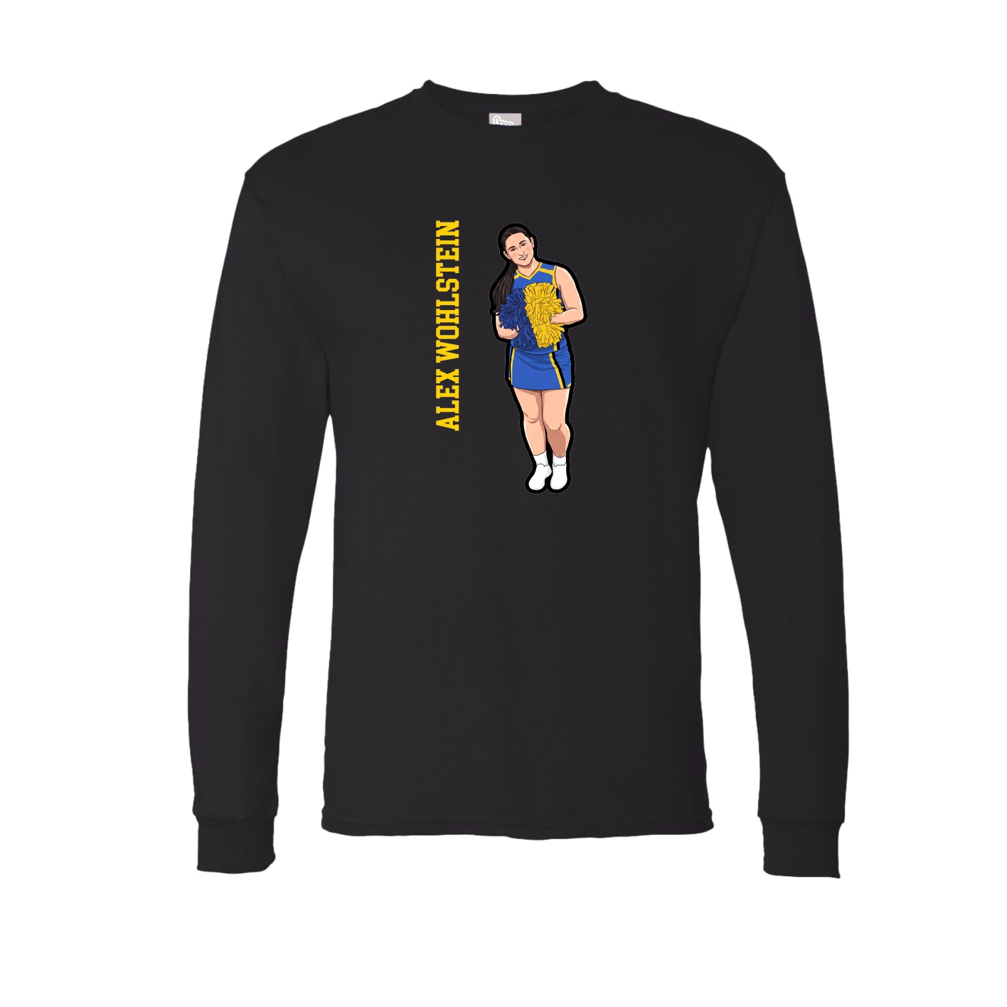 Long Sleeve Tee — Name Vertical in Black