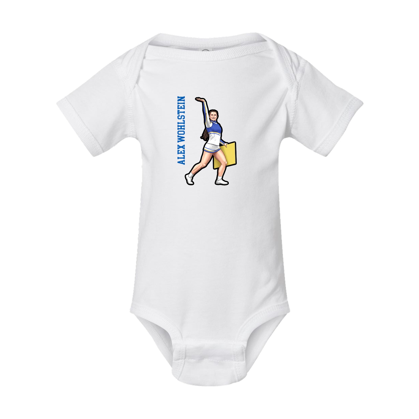 Baby Onesie — Name Vertical in White
