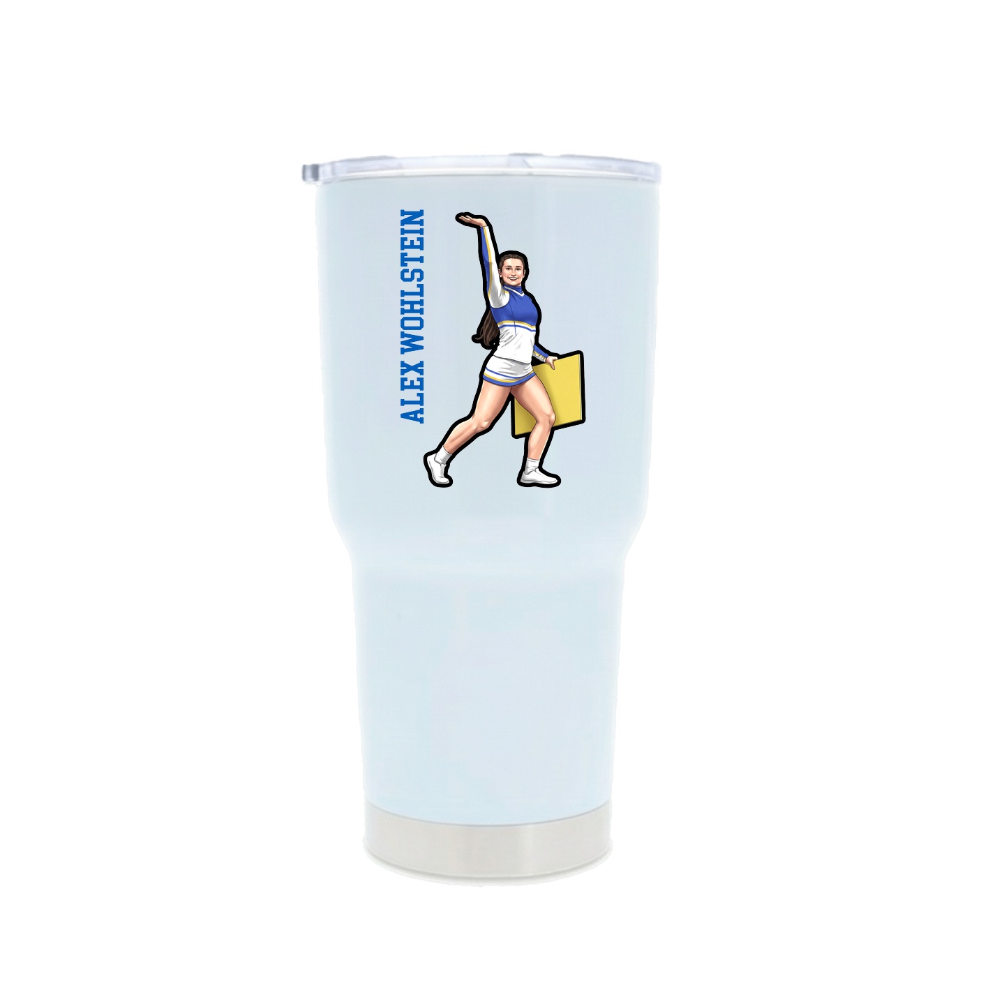 30oz Stainless Steel Tumbler — Name Vertical in White