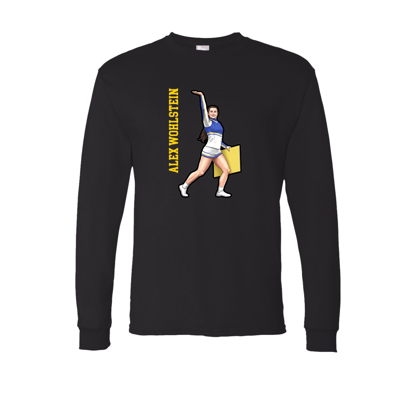 Long Sleeve Tee — Name Vertical in Black