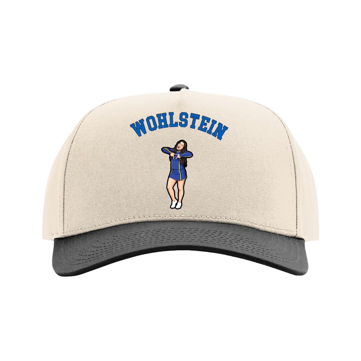 Full Fabric Five-Panel Champ Cap — Shirsey Arch in Cream/Black