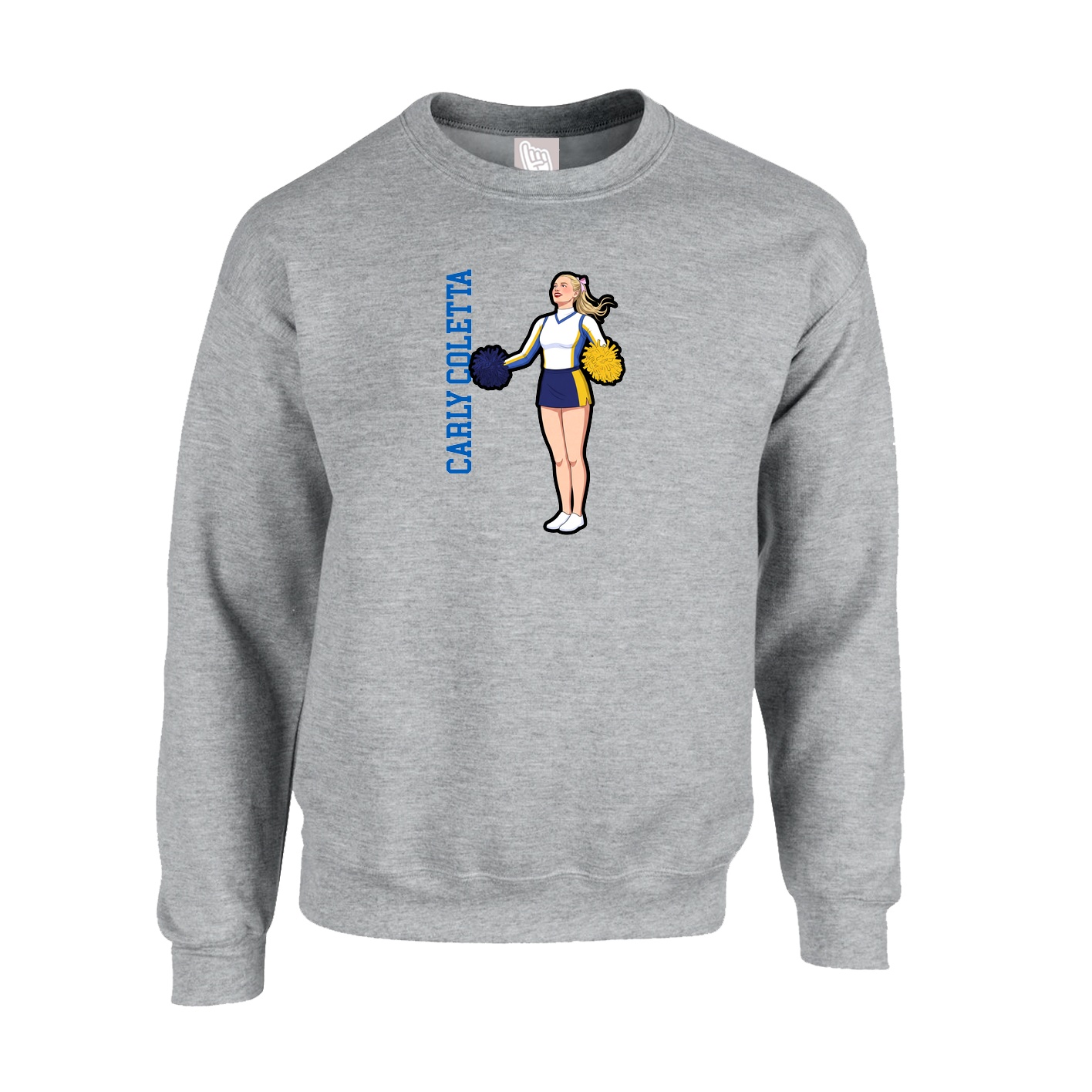 Fleece Crew — Name Vertical in Grey