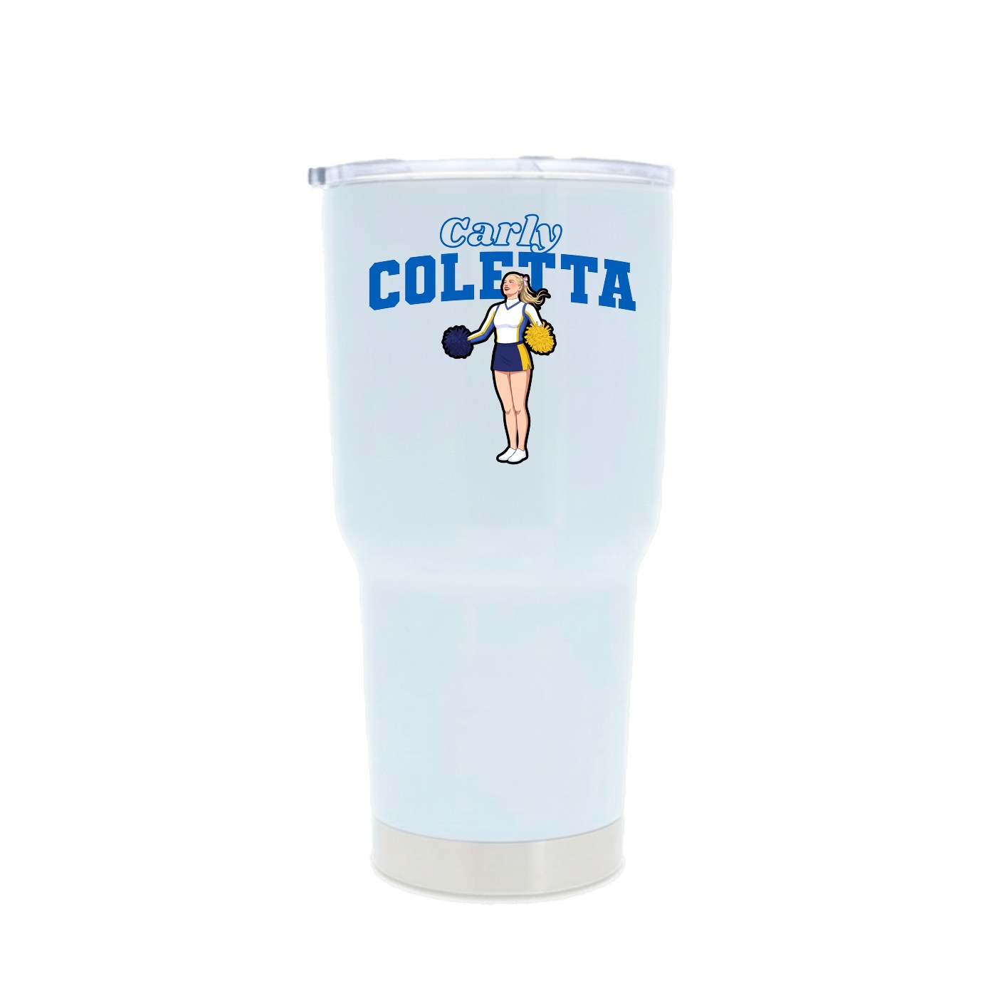 30oz Stainless Steel Tumbler — Name Arch in White