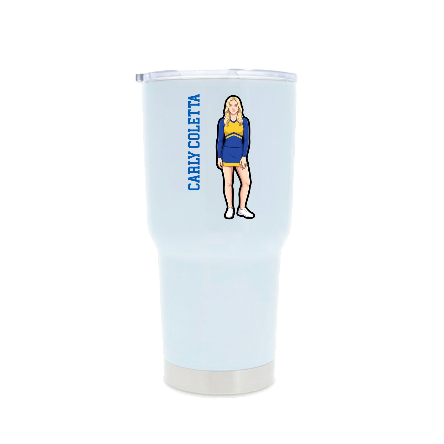 30oz Stainless Steel Tumbler — Name Vertical in White