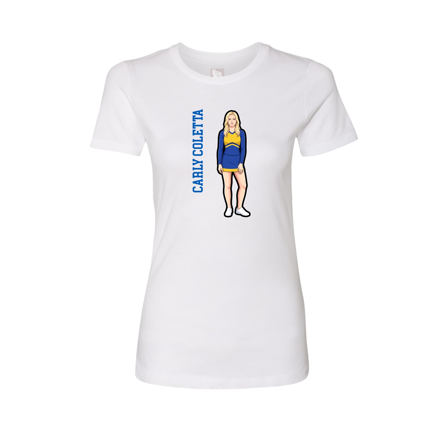 Fitted Women's Tee — Name Vertical in White