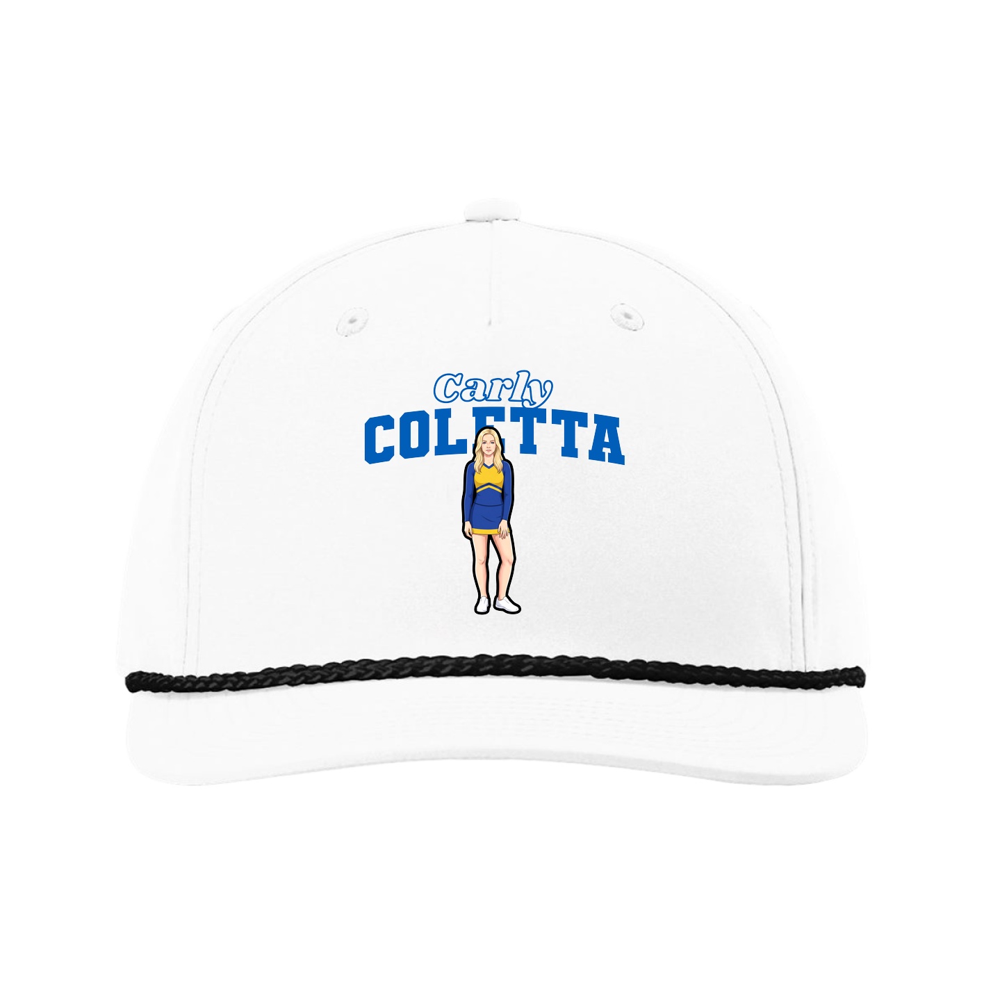 Five-Panel Classic Rope Cap — Name Arch in White