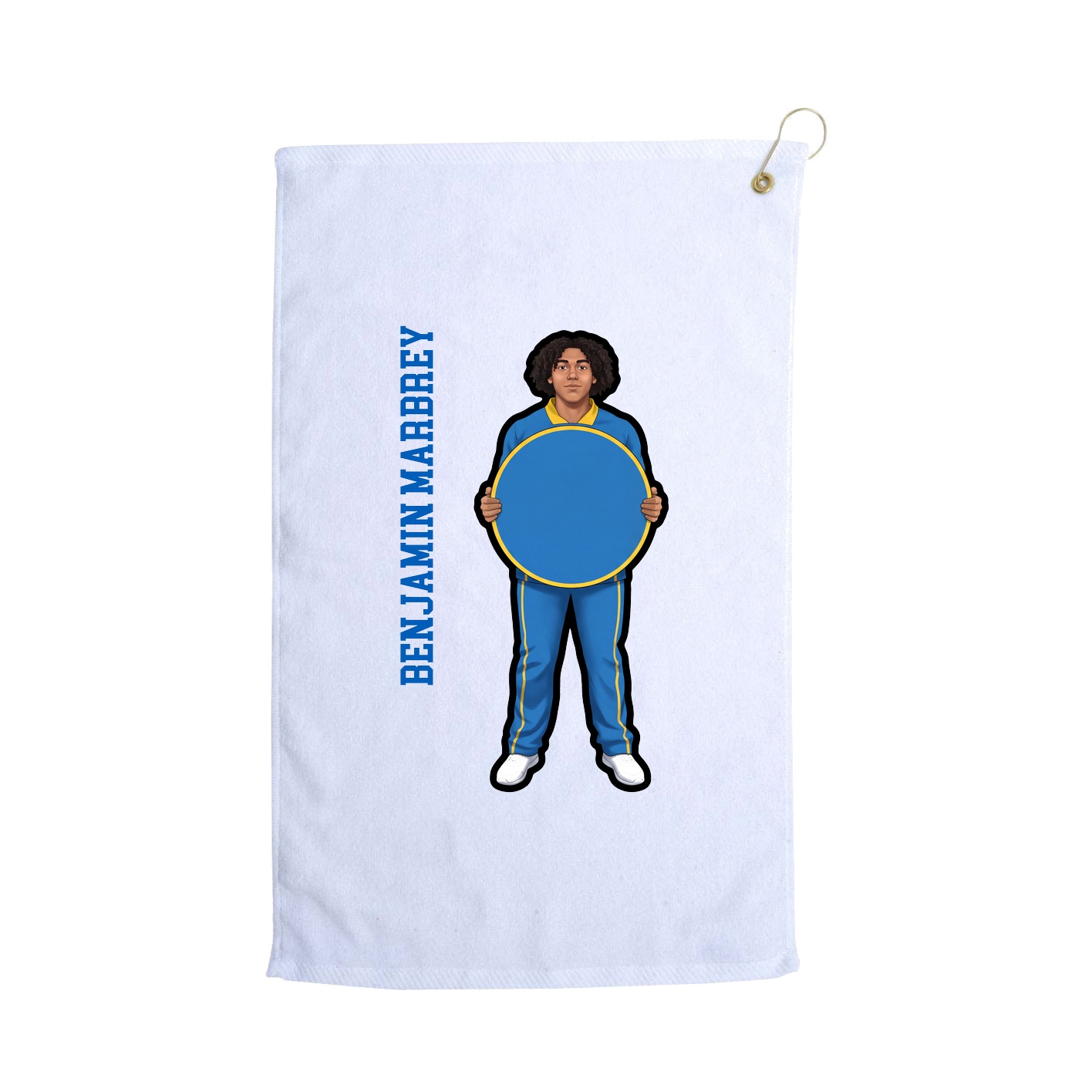 Golf Towel — Name Vertical in White