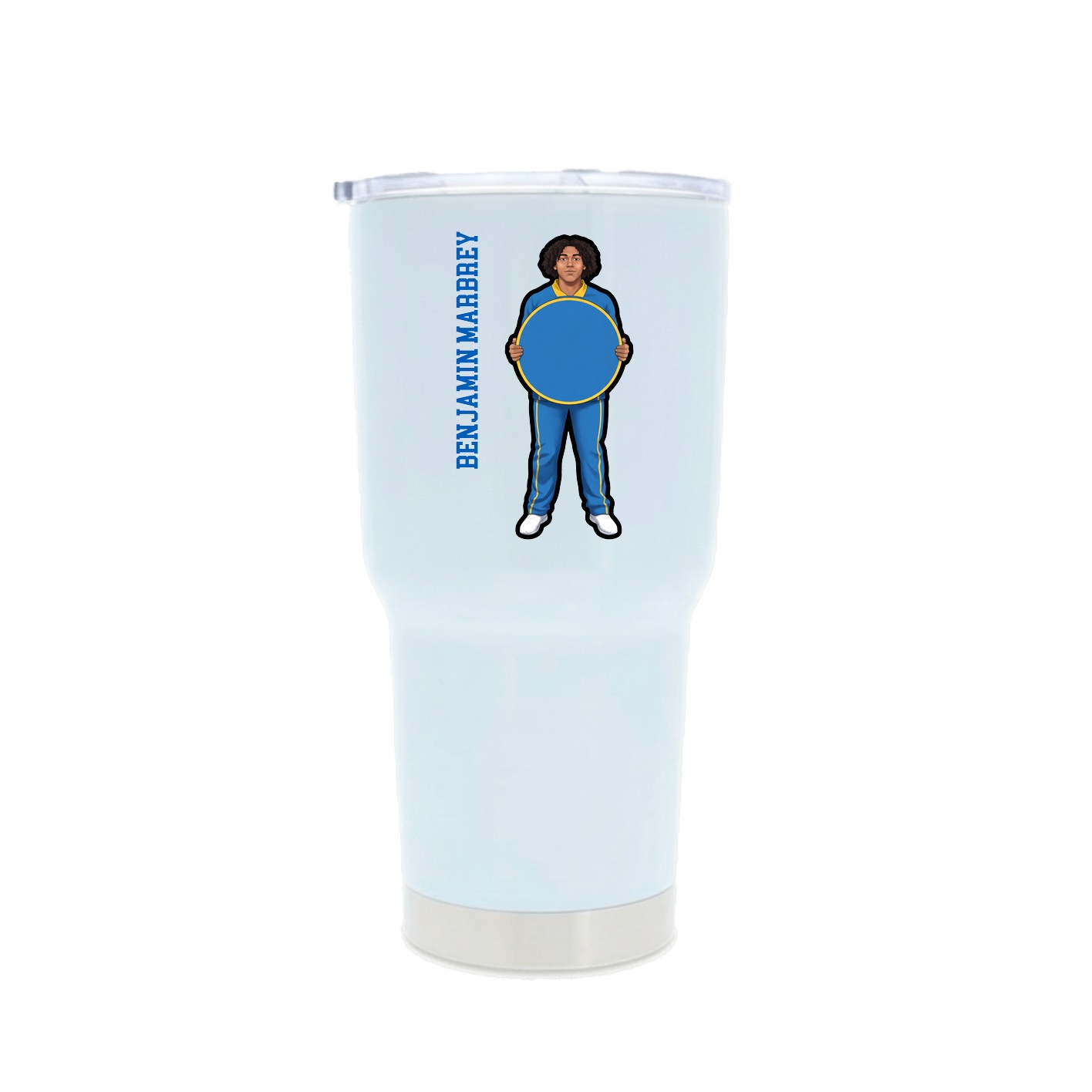 30oz Stainless Steel Tumbler — Name Vertical in White