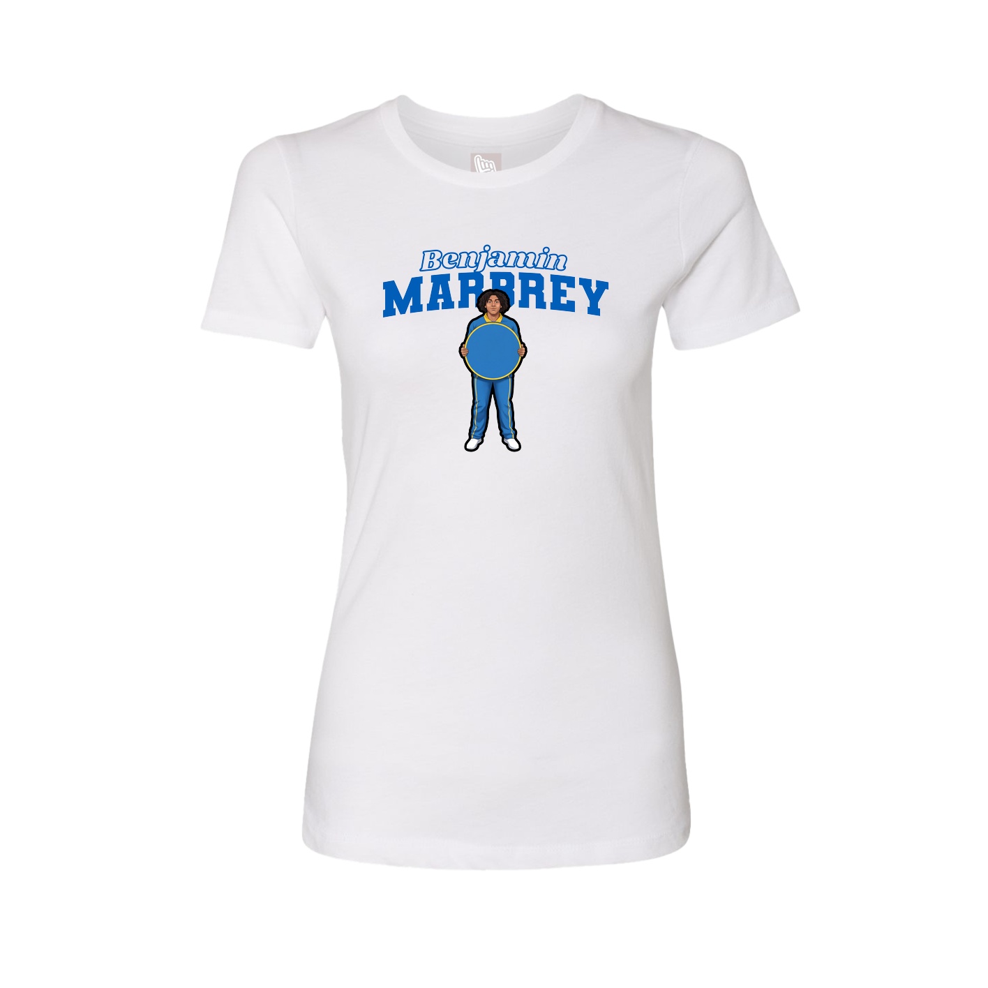 Fitted Women's Tee — Name Arch in White