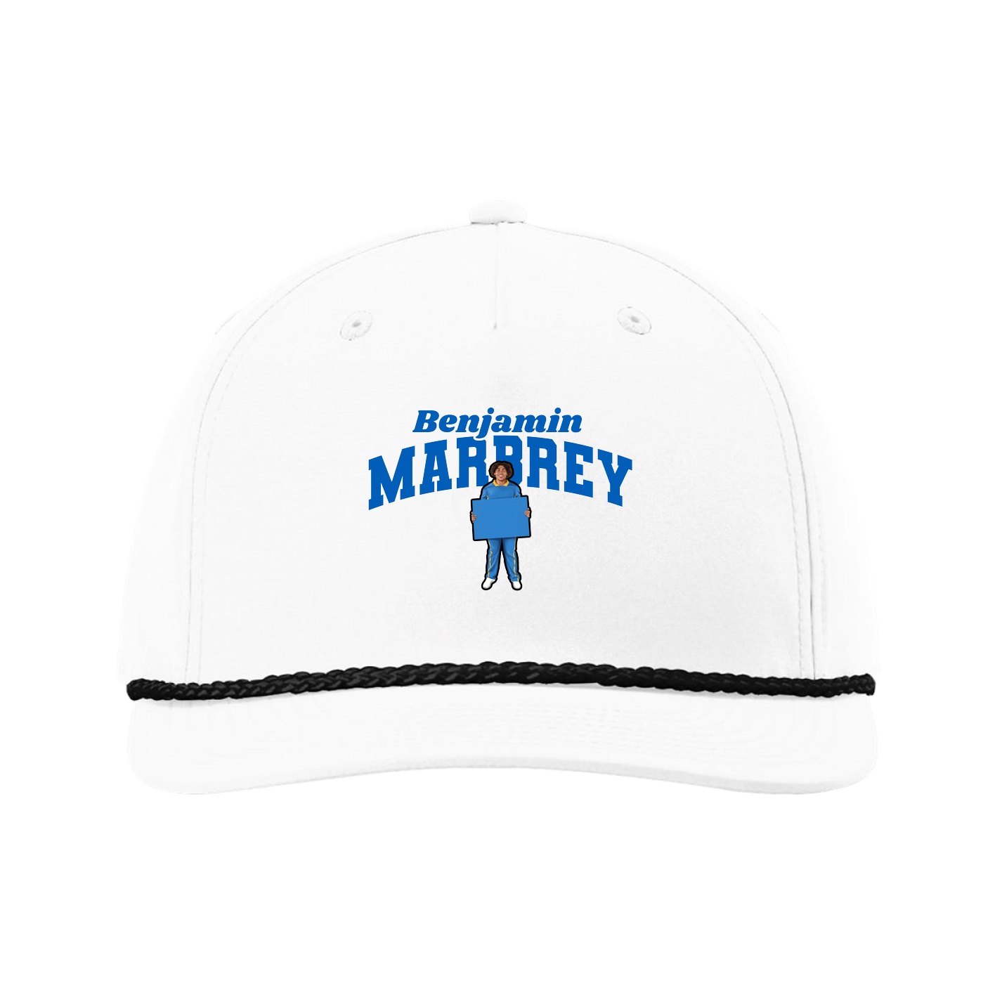 Five-Panel Classic Rope Cap — Signature Arch in White